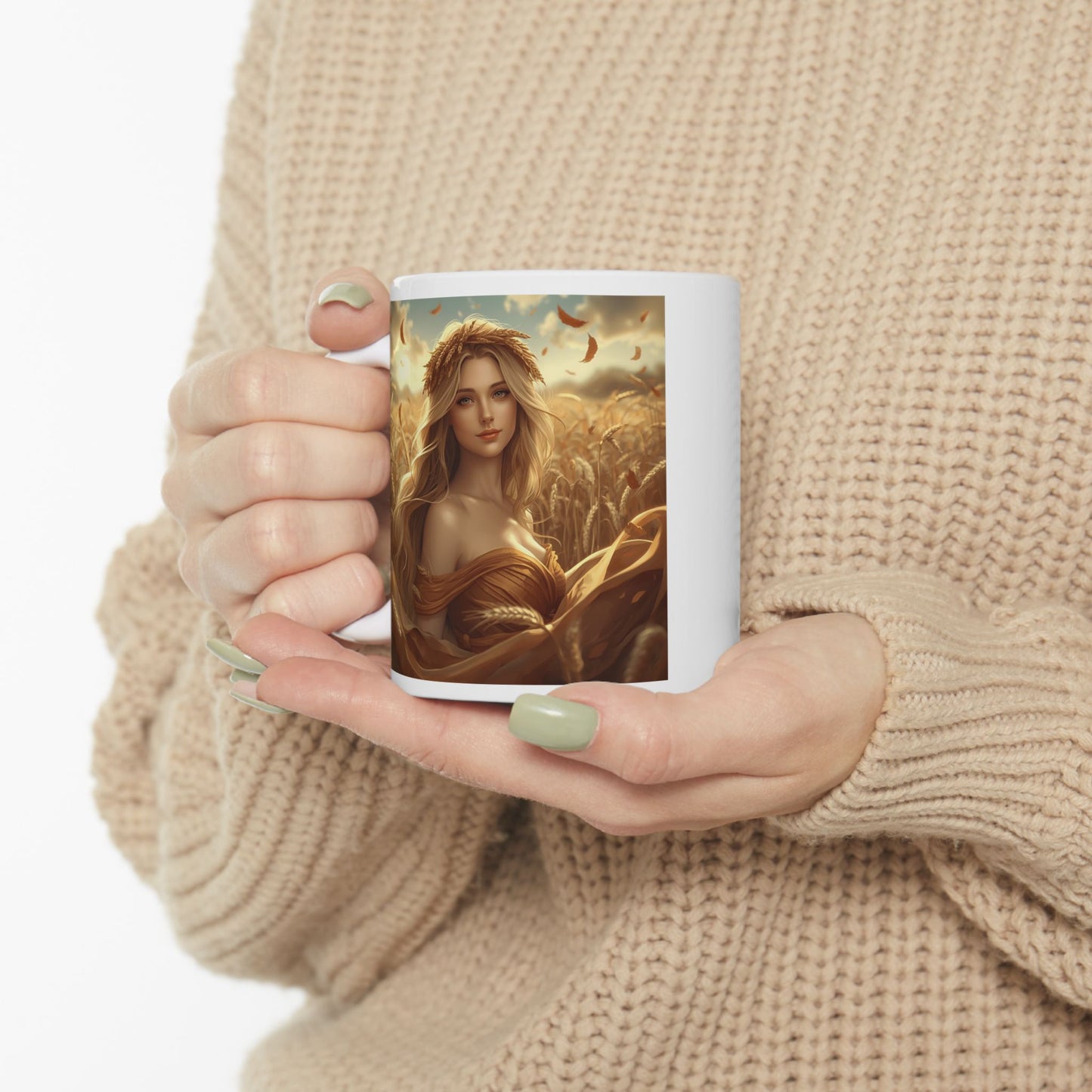 Demeter - Earth Mother Reborn Mug - white mug with image of Demeter