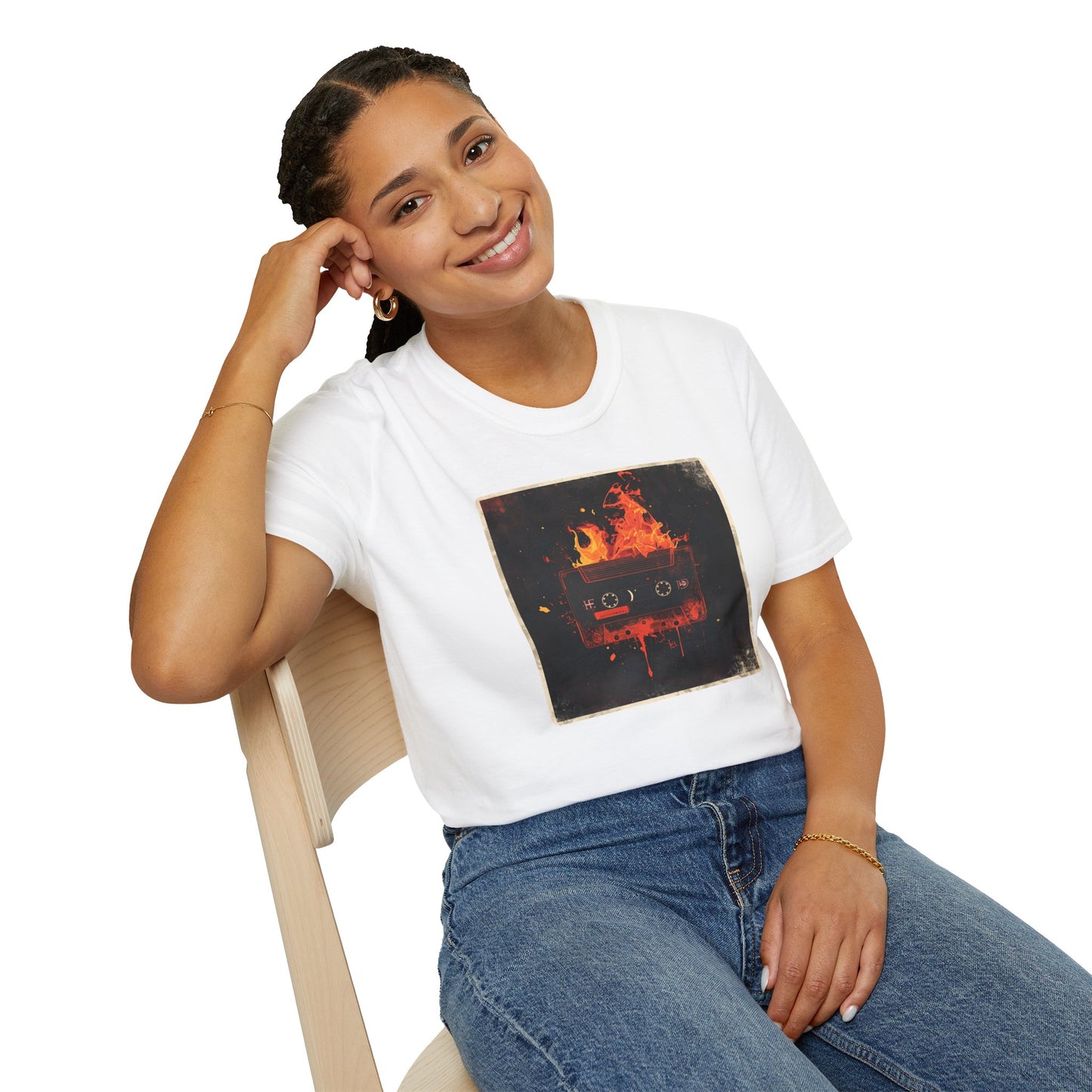 Burning Mixtape Memories - Vintage Cassette Fire T-Shirt