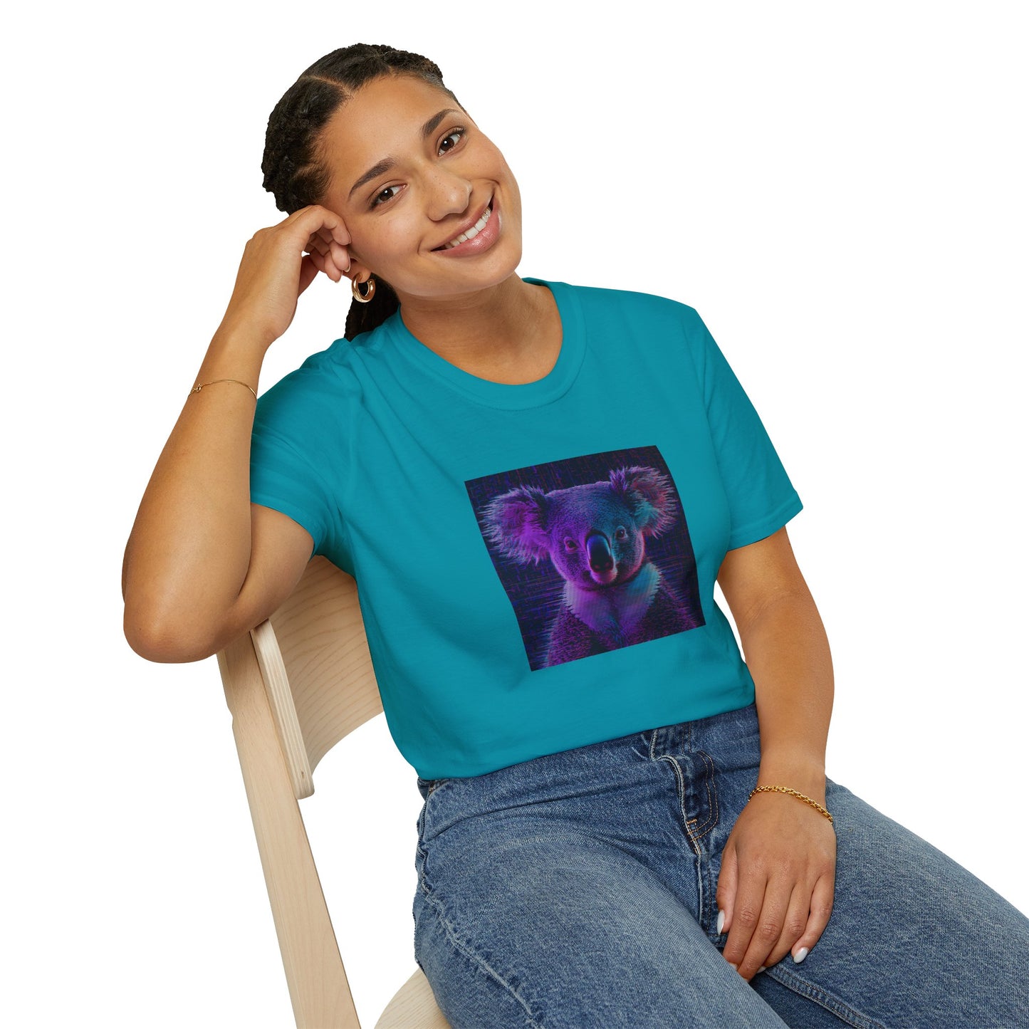 Pixellated Koala — Pixel Down Under Retro Gamer Tee in Tropical Blue