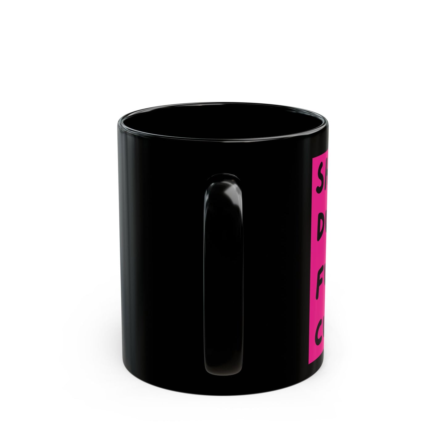 SHUH DUH FUH CUP Fierce Bear Mug - side view - black mug with funny angry bear and funny text