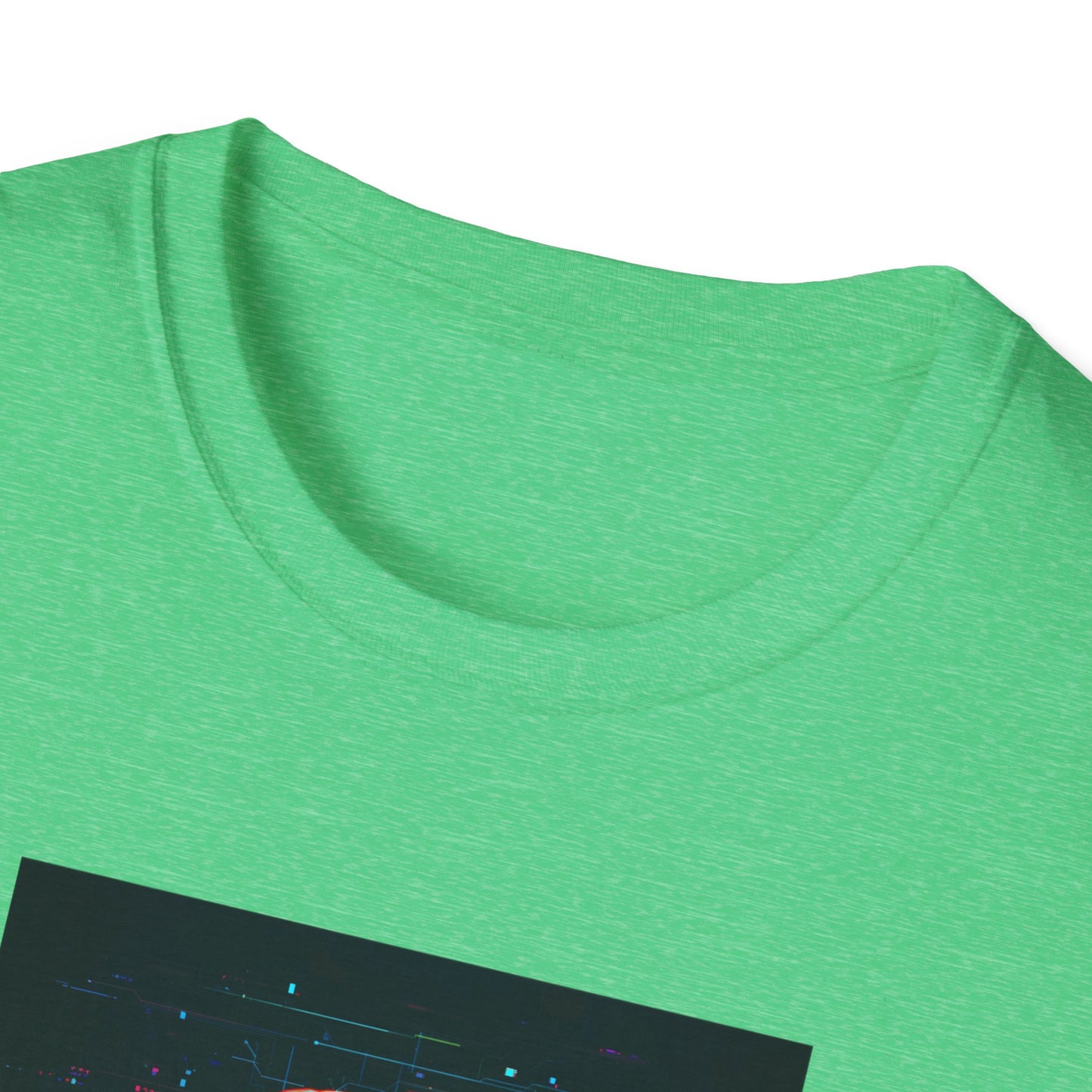 Pixellated Otter — Otterly Retro Gamer Tee in Heather Irish Green - Neckline