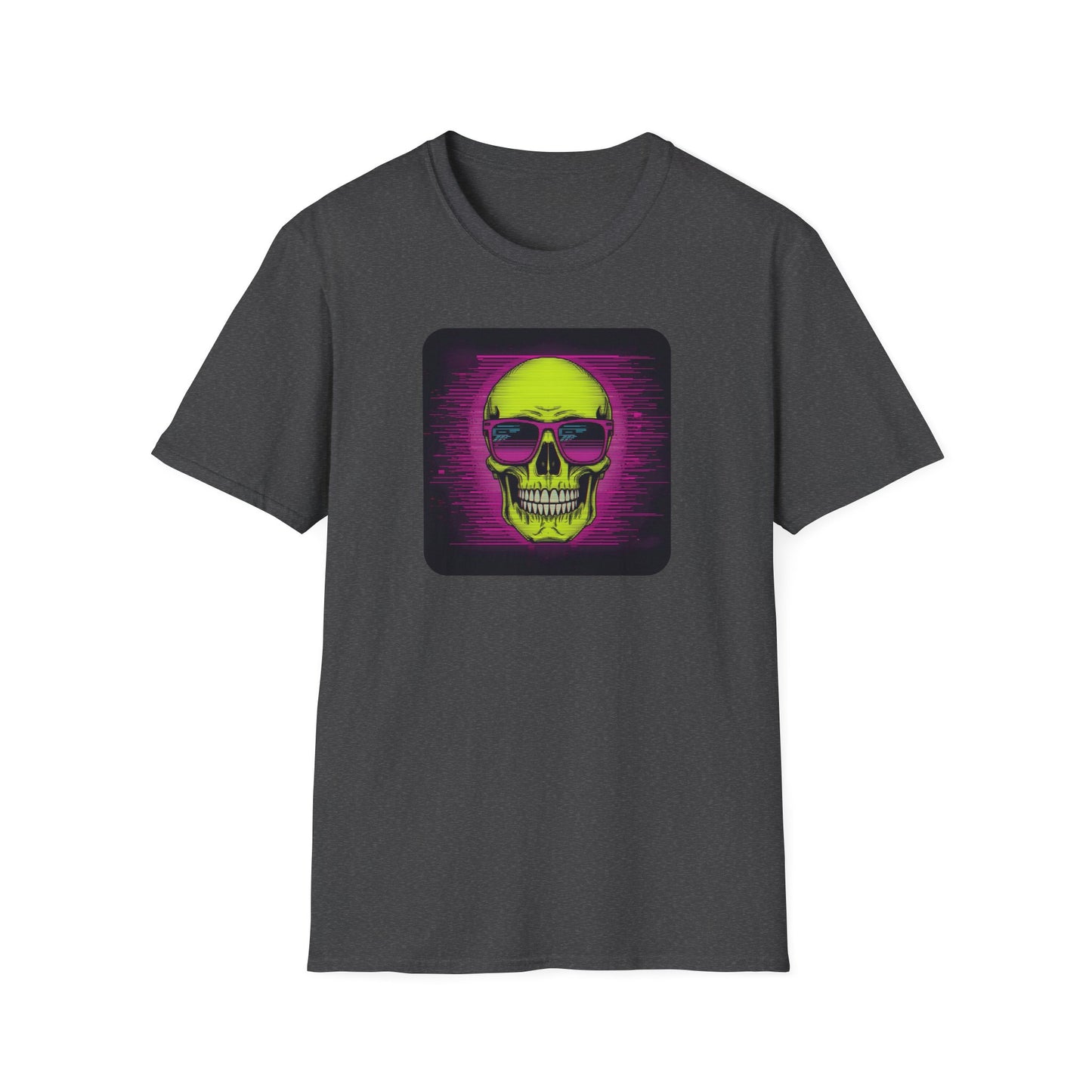 Game Over Retro Gamer Tee - Pixellated Skull in Dark Heather