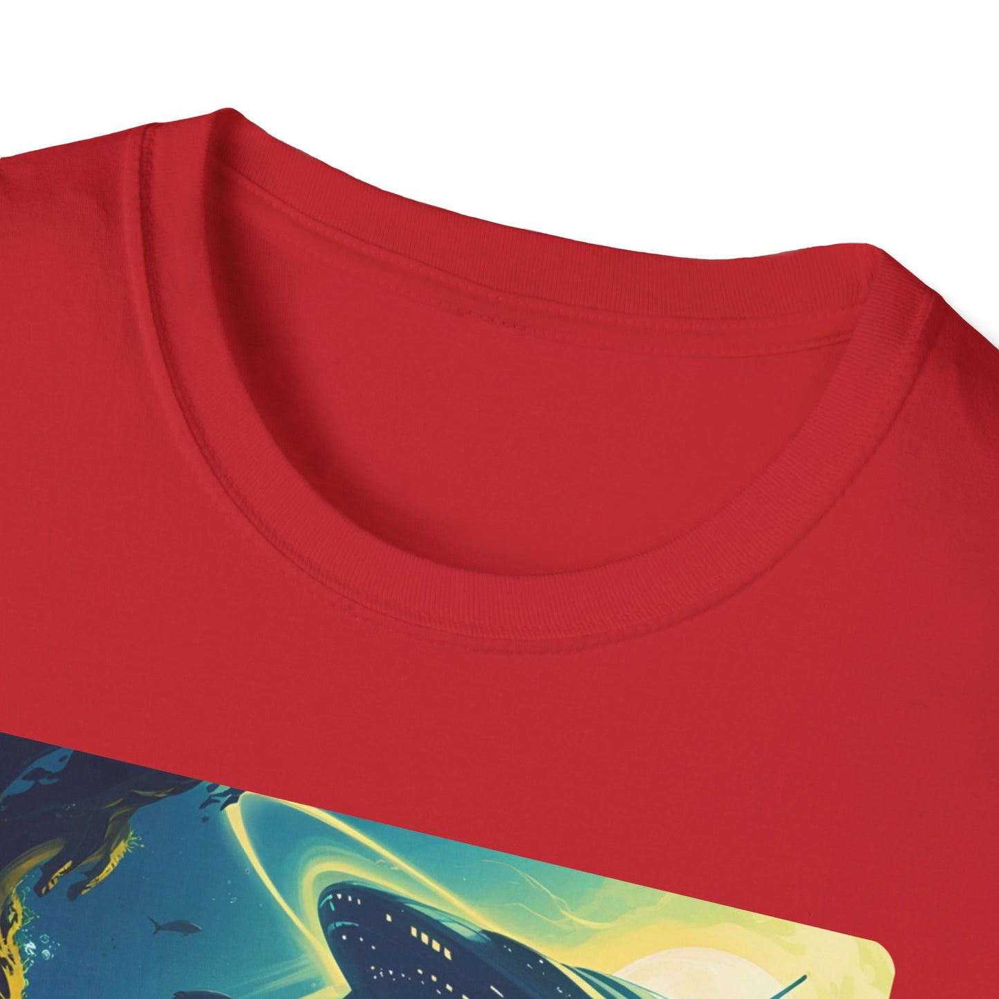 Awww Shit!!! UFO Encounter T-Shirt in Red - Neckline