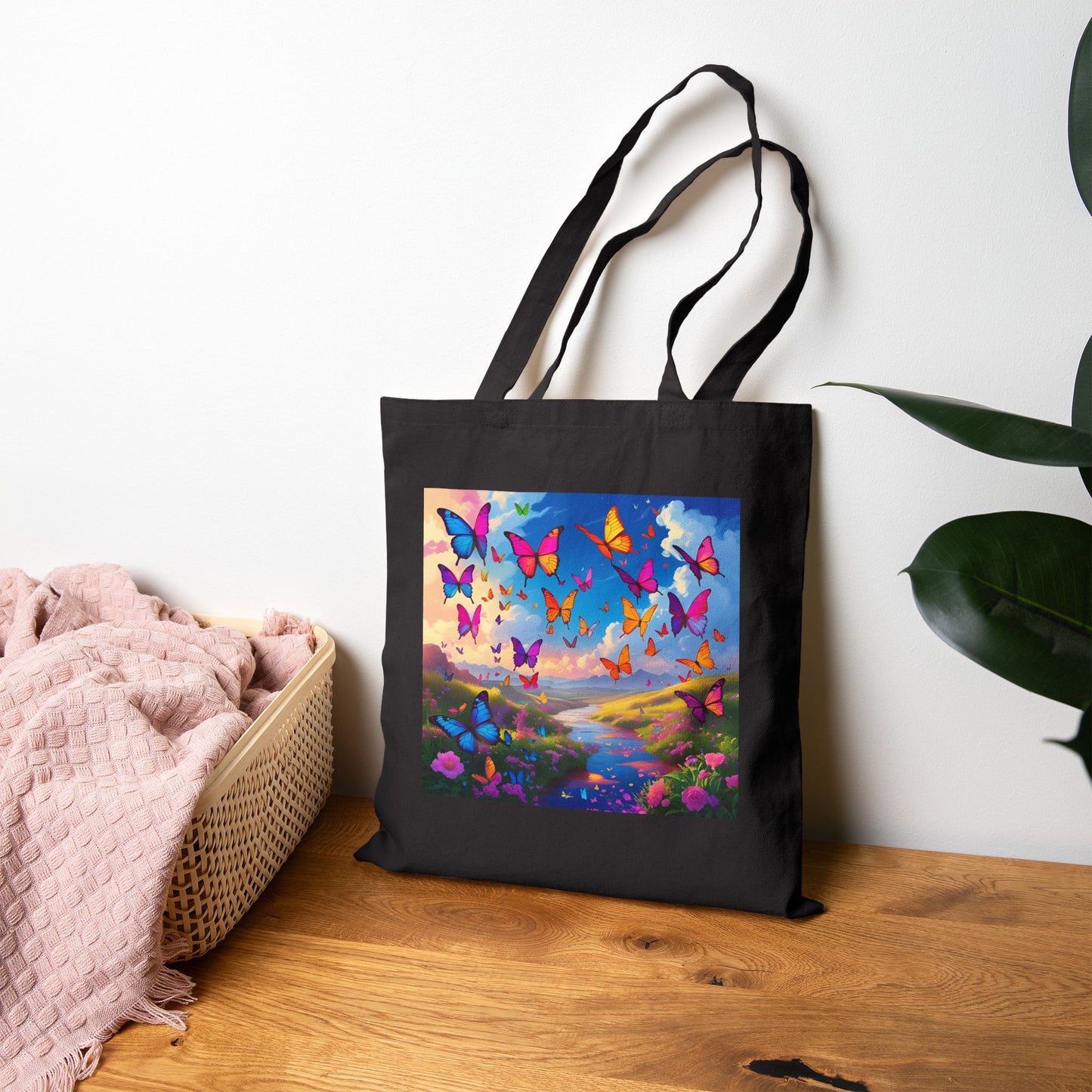 Butterfly Meadow Tote Bag in Black