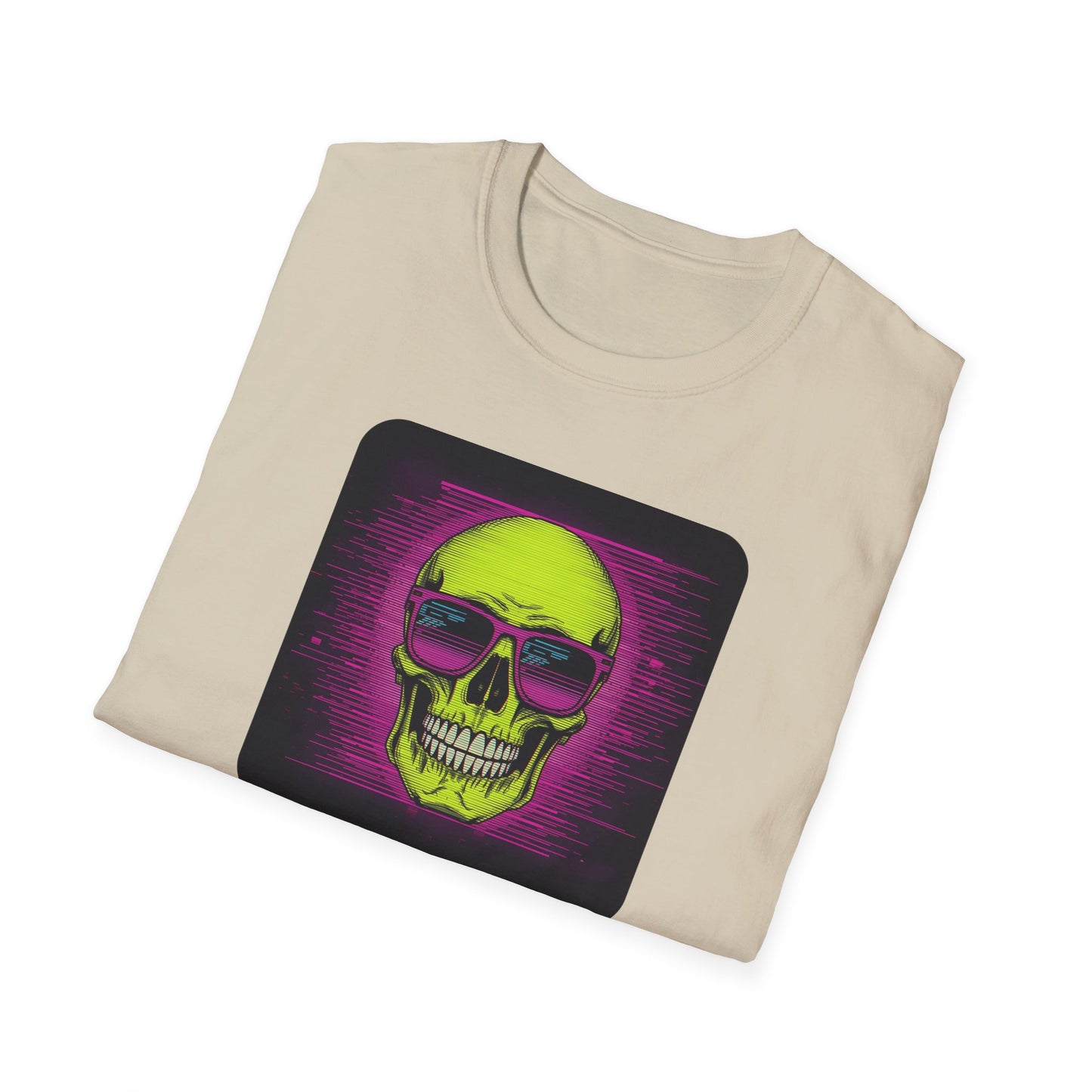 Game Over Retro Gamer Tee - Pixellated Skull in Sand - Folded