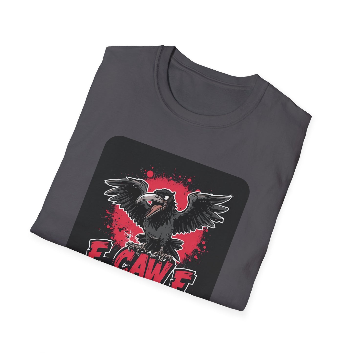 F Caw F – Gothic Crow Attitude T-Shirt in Charcoal - Folded