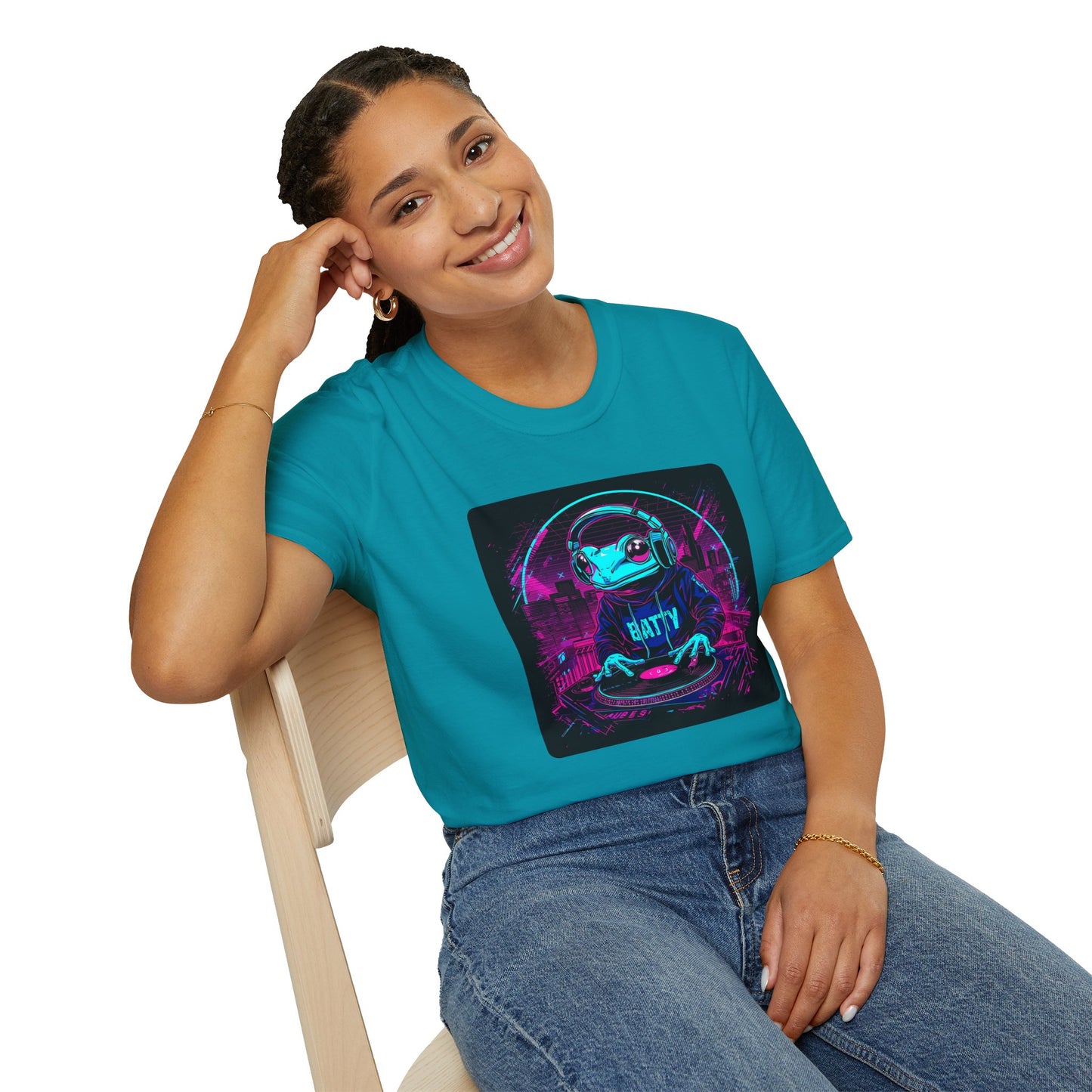 DJ Froggy on the Floor T-Shirt in Tropical Blue