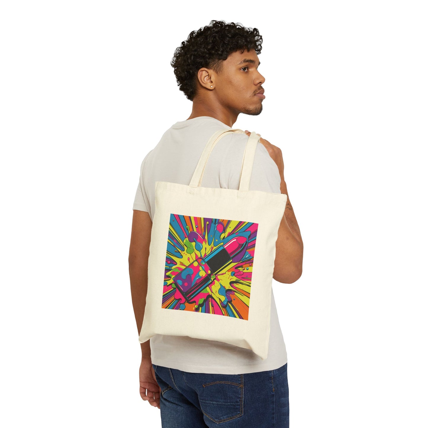 Pop Kiss Power – Lipstick Love Tote Bag in Natural