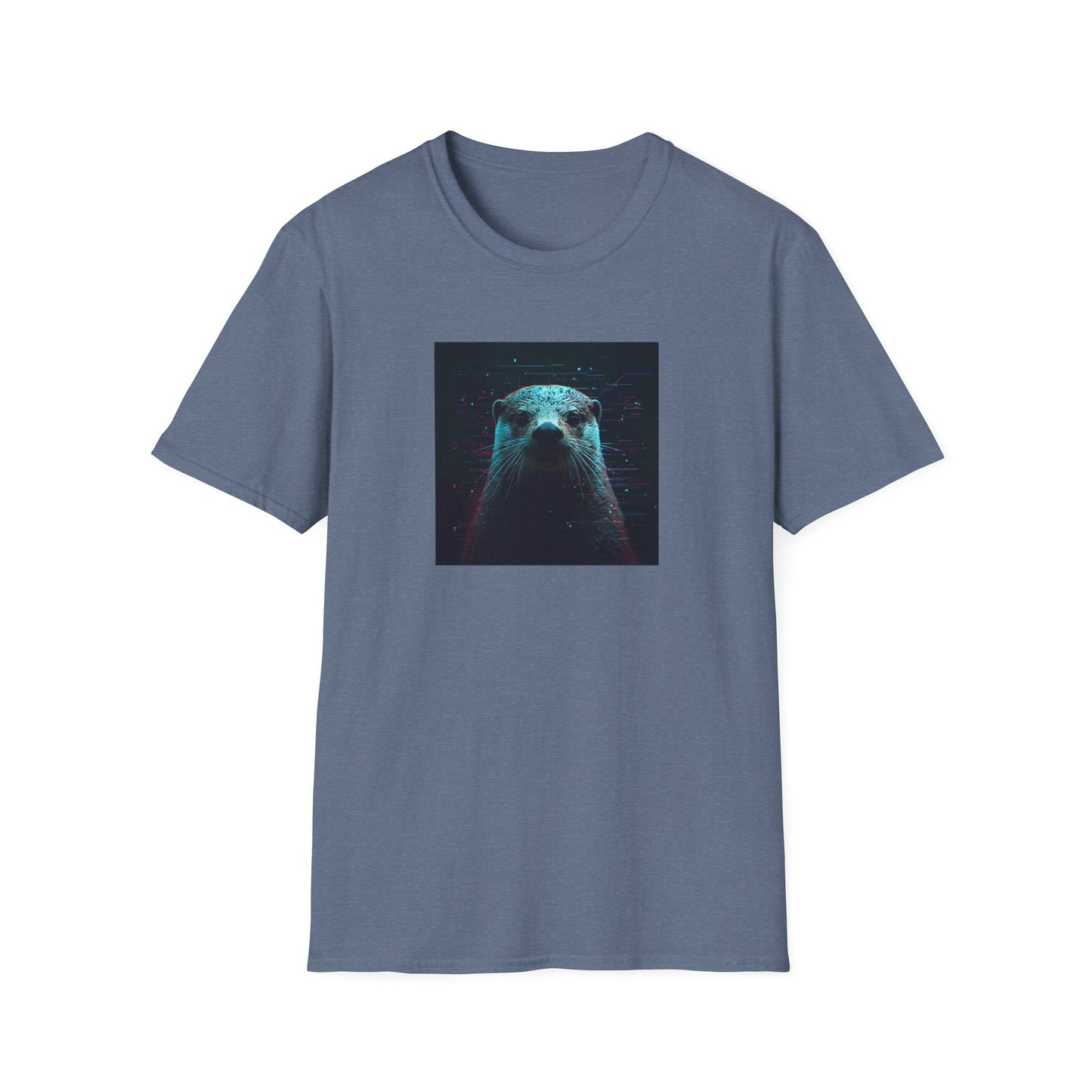 Pixellated Otter — Otterly Retro Gamer Tee in Heather Indigo