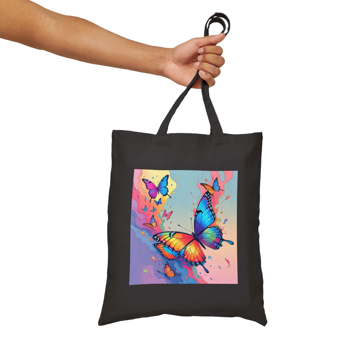 Sky Dancers – Watercolor Butterfly Symphony Tote Bag in Black