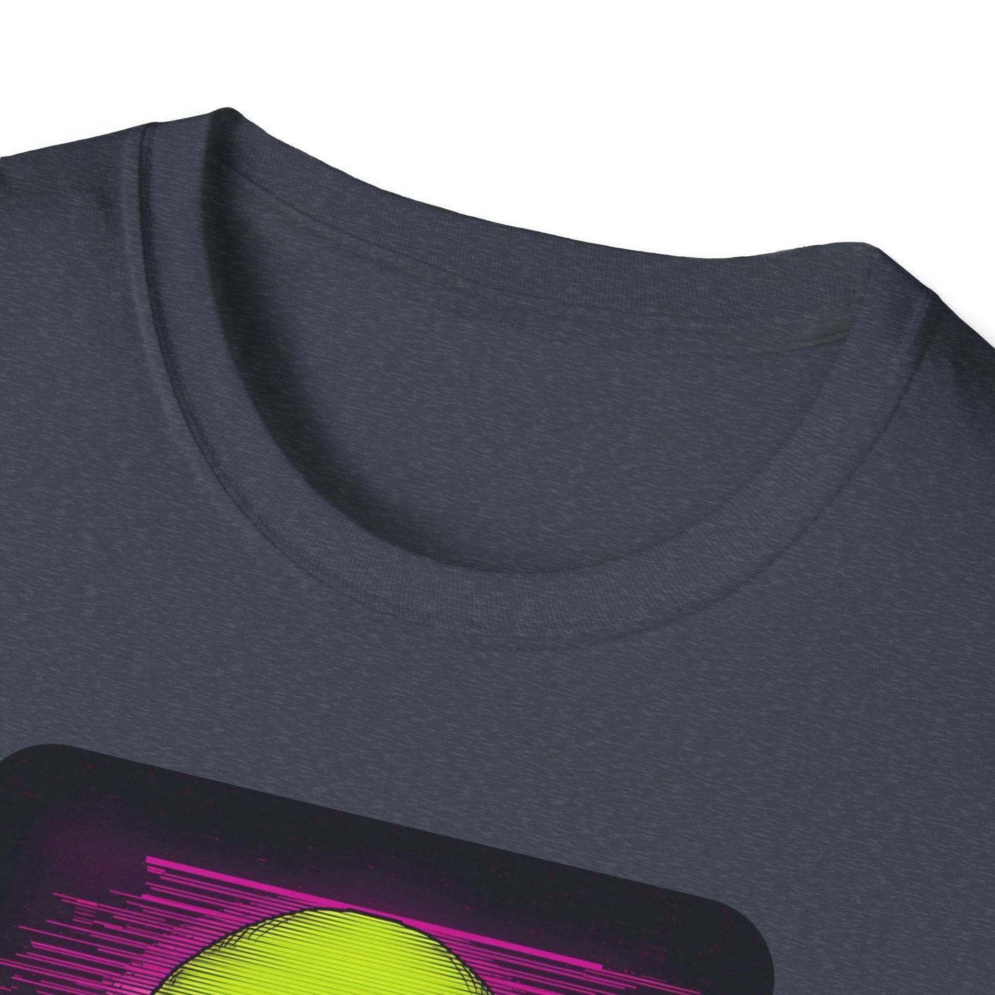 Game Over Retro Gamer Tee - Pixellated Skull in Heather Navy - Neckline