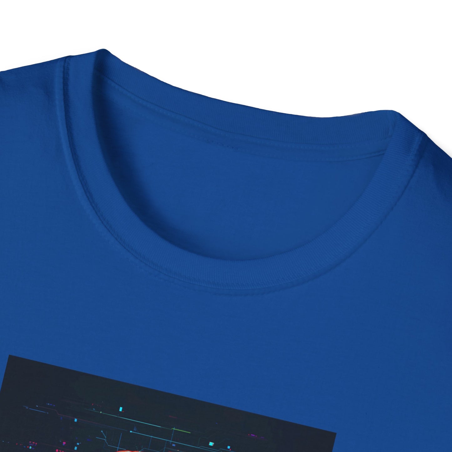 Pixellated Otter — Otterly Retro Gamer Tee in Royal - Neckline
