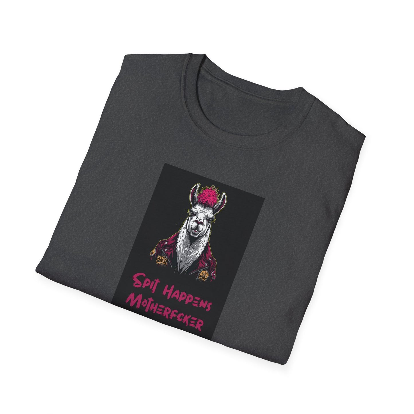 Spit Happens, Motherfcker T-Shirt – Grungy Punk Llama Street Art Tee