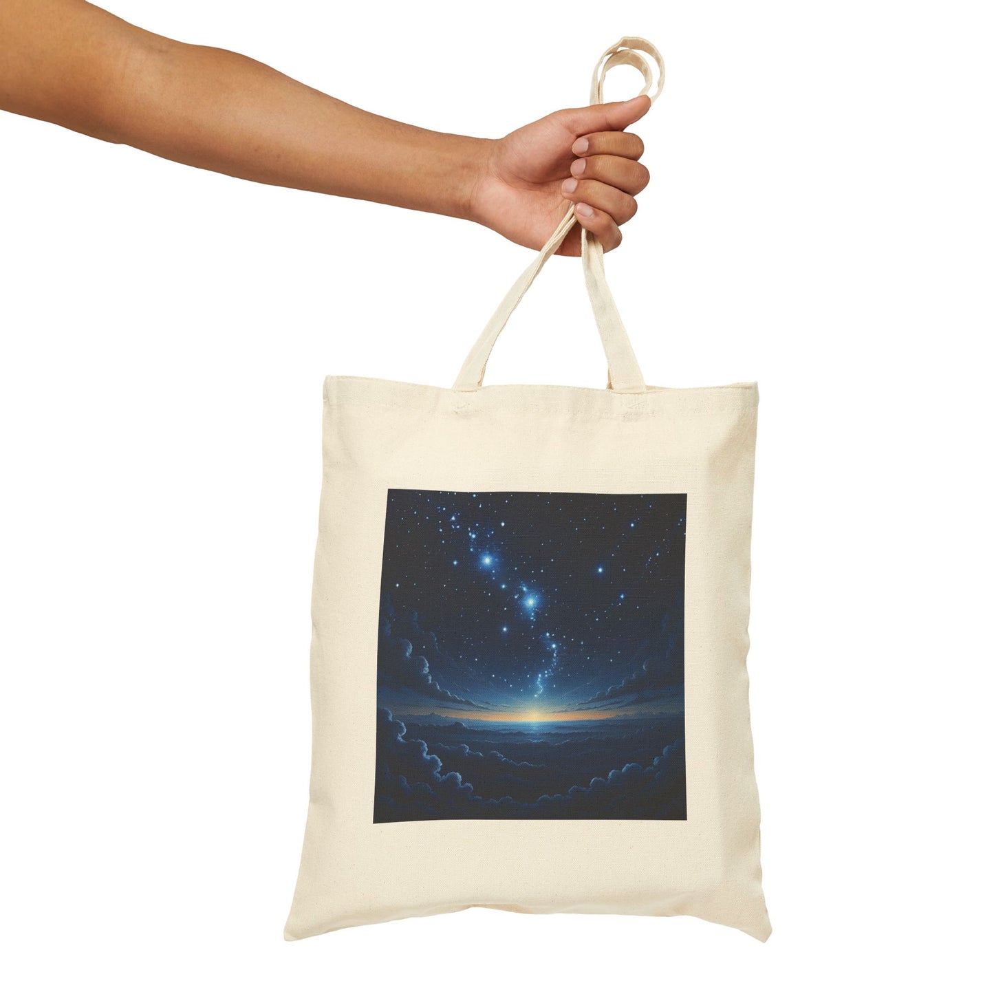 Mountain Stargaze Canvas Tote Bag in Natural