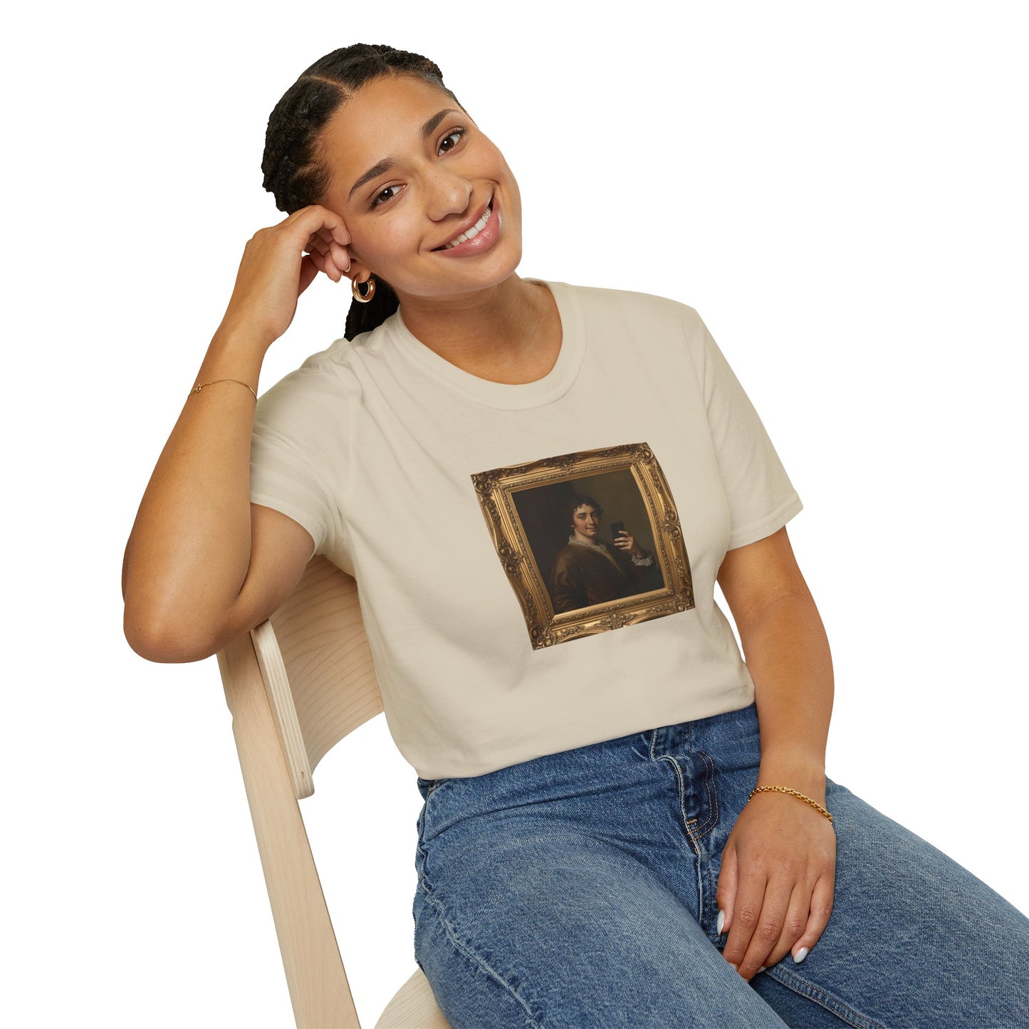 Renaissance Nobleman Selfie T-Shirt – Classical Art Parody with Modern Twist