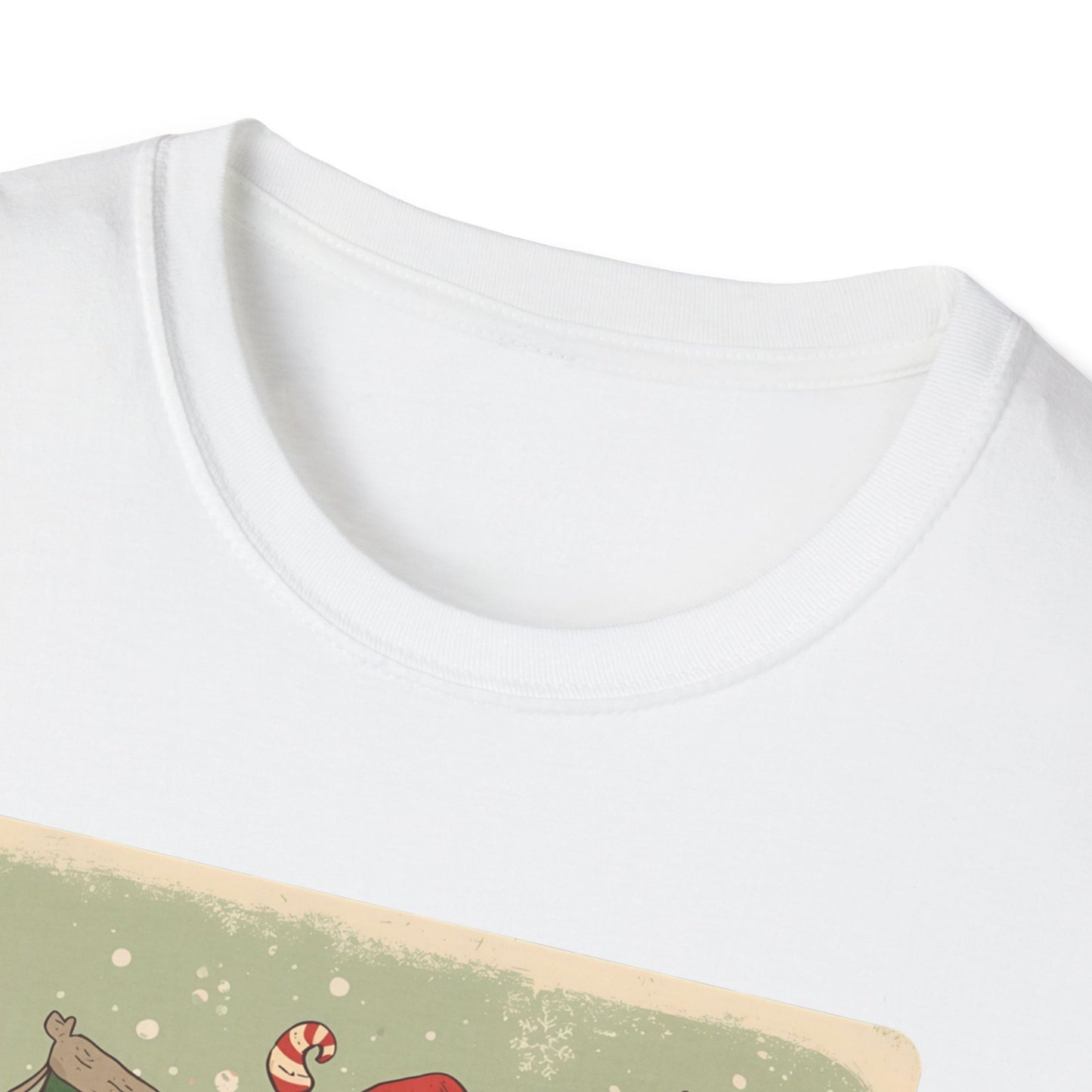 Santa Claws Festive T-Shirt in White - Neckline