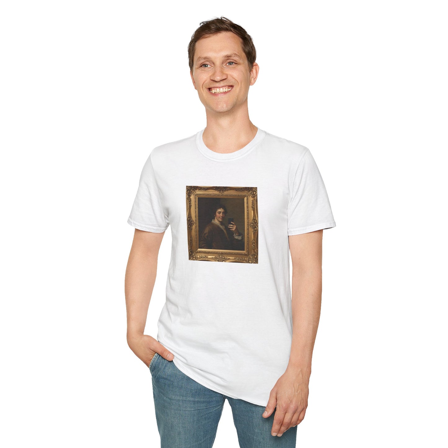 Renaissance Nobleman Selfie T-Shirt – Classical Art Parody with Modern Twist