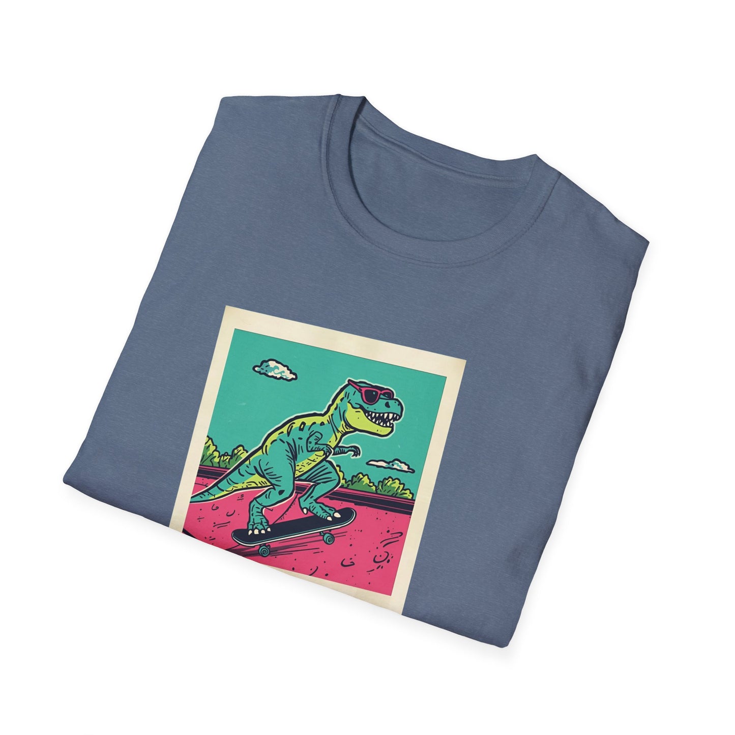 Retro Skater T-Rex T-Shirt – 90s Polaroid Dinosaur in Sunglasses