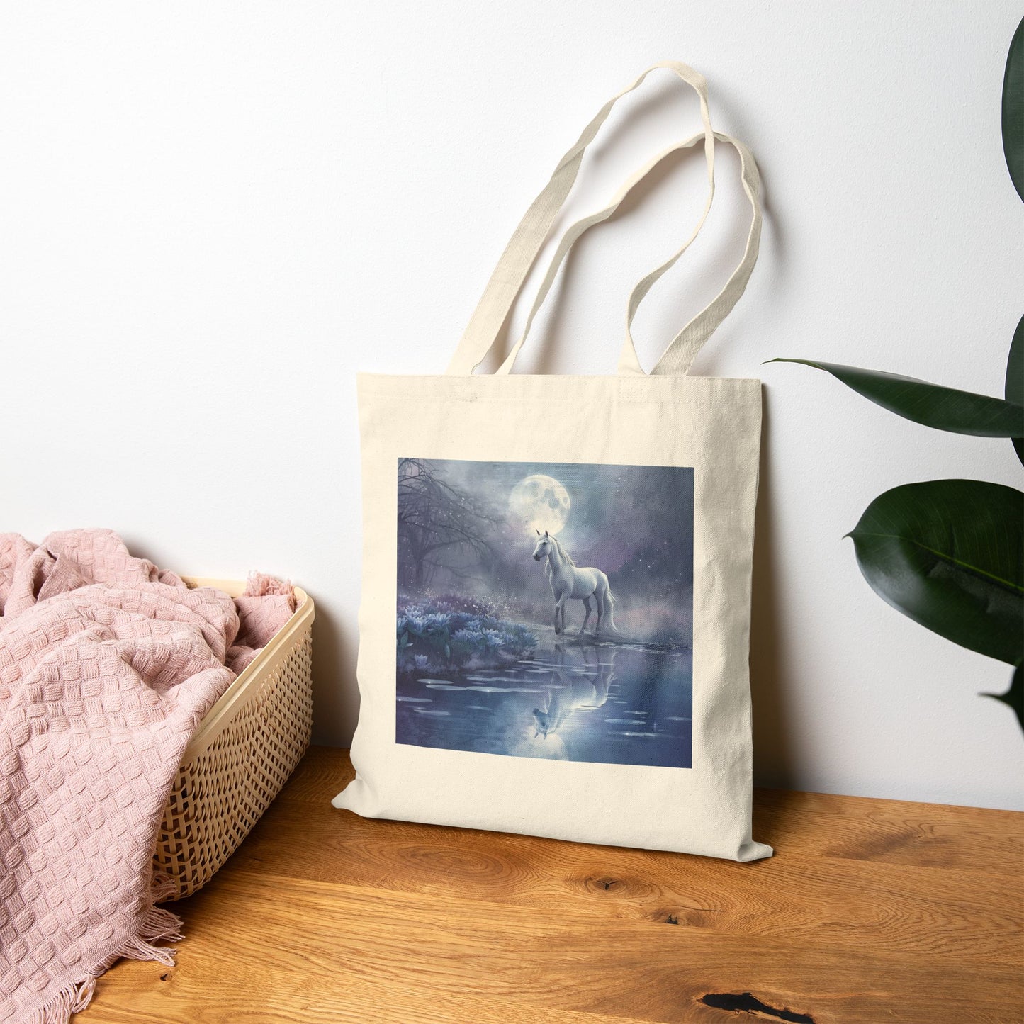 Moonlit Majesty Horse Tote Bag in Natural
