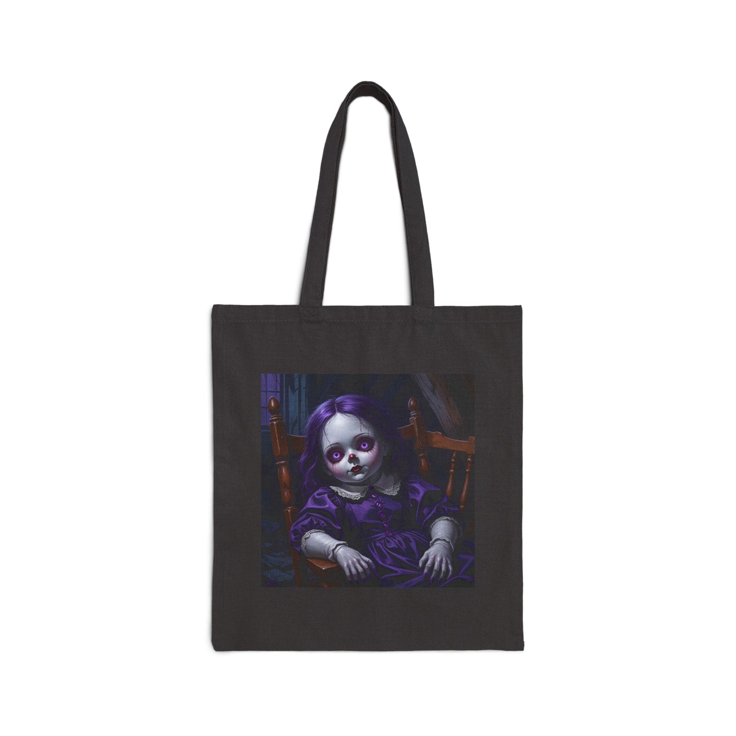 Lili Mae - Creepy Vintage Doll Canvas Tote in Black