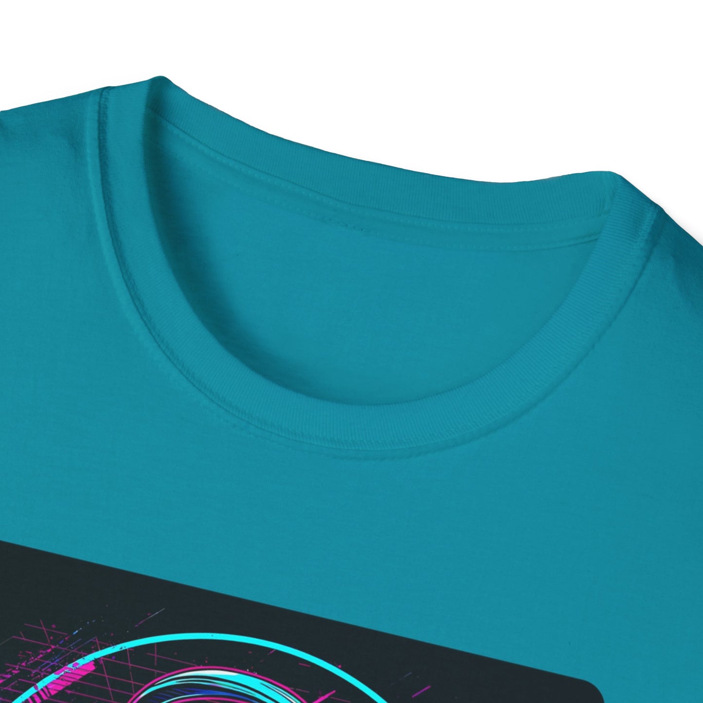 DJ Froggy on the Floor T-Shirt in Tropical Blue - Neckline