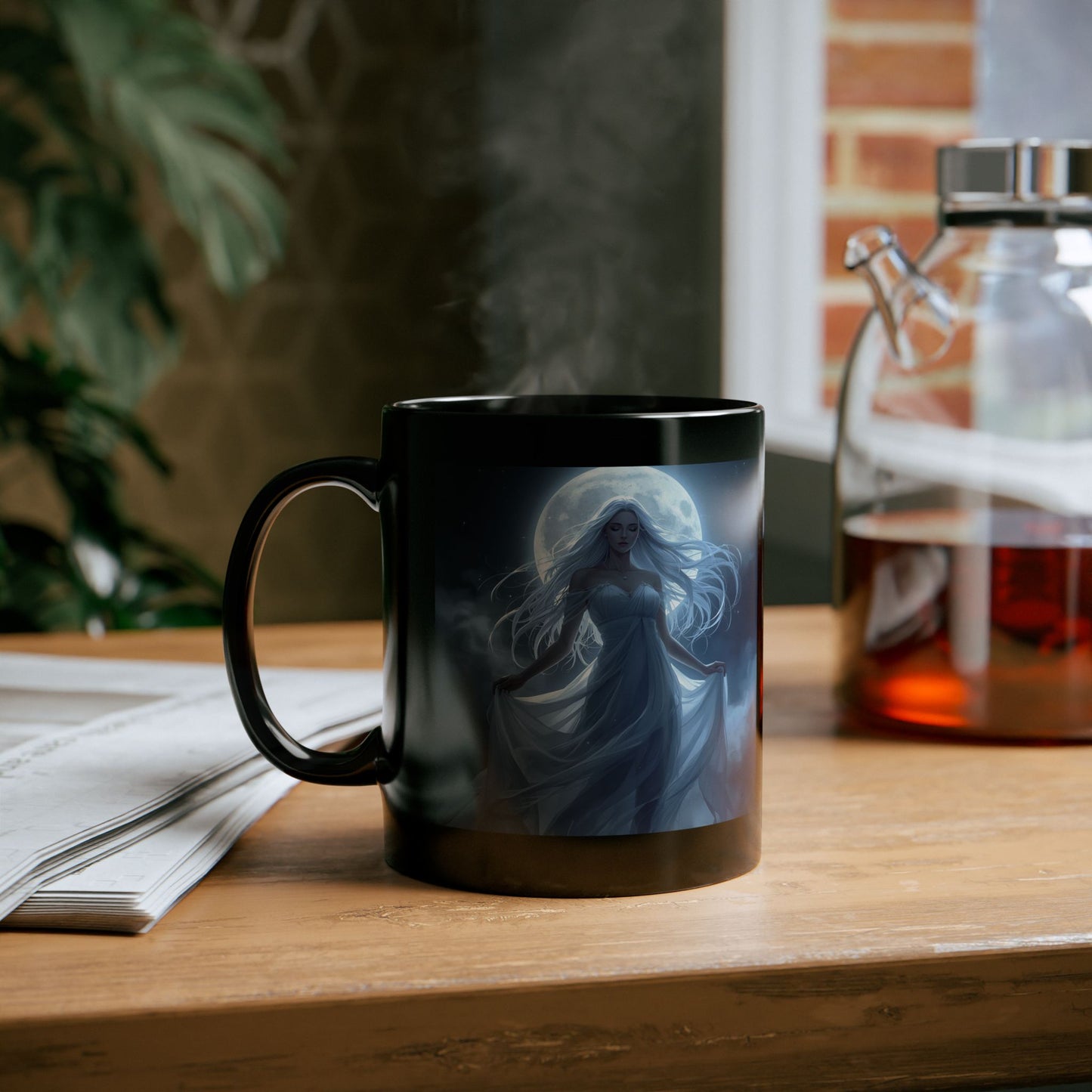 Selene - Lunar Empress Mug - black mug with image of Selene