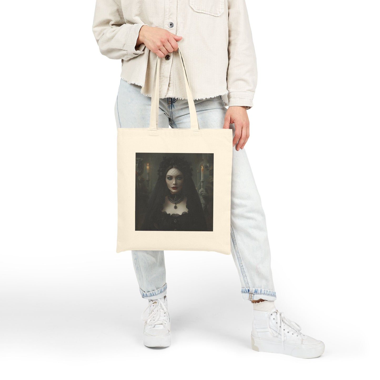 Veil of Mourning Cotton Canvas Tote Bag in Natural