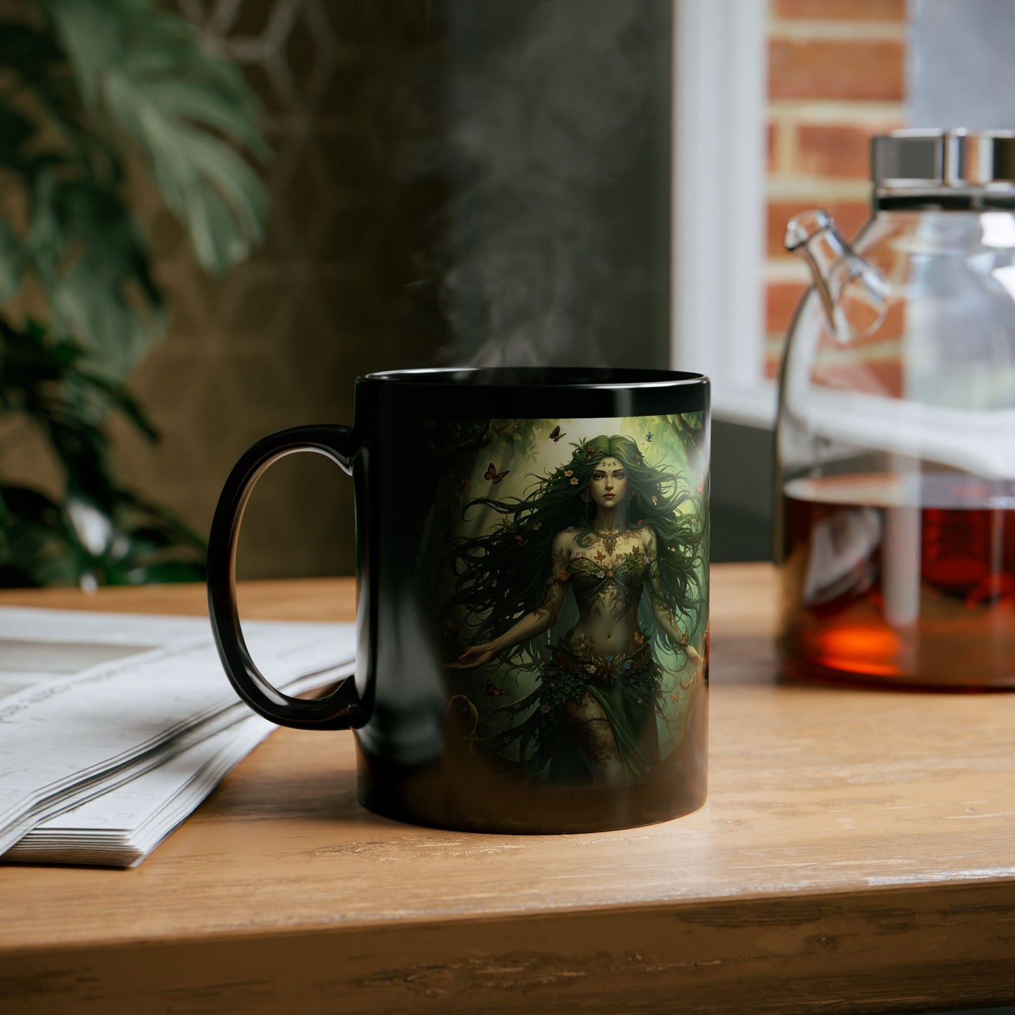 Gaia - Wild Mother Mug - black mug with image of Gaia