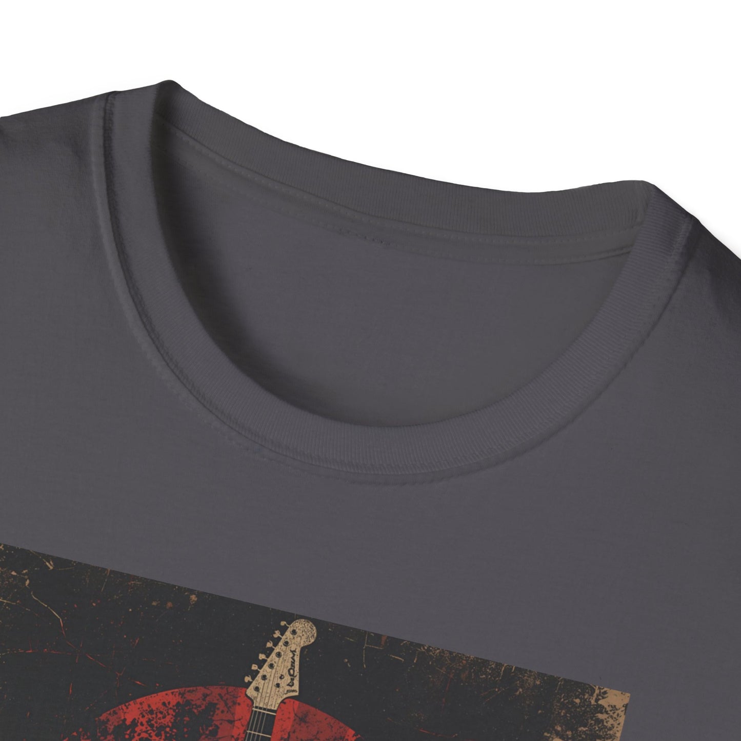 Rise of Sound - Vintage Guitar Sun Tee in Charcoal -Neckline