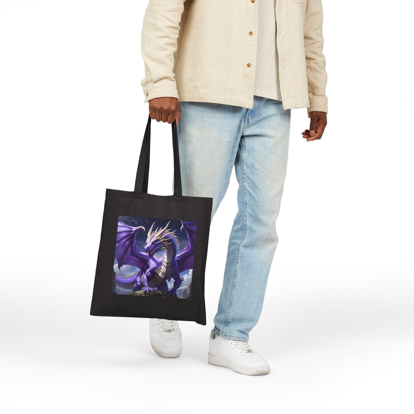 Empowering Purple Dragon Canvas Tote in Black