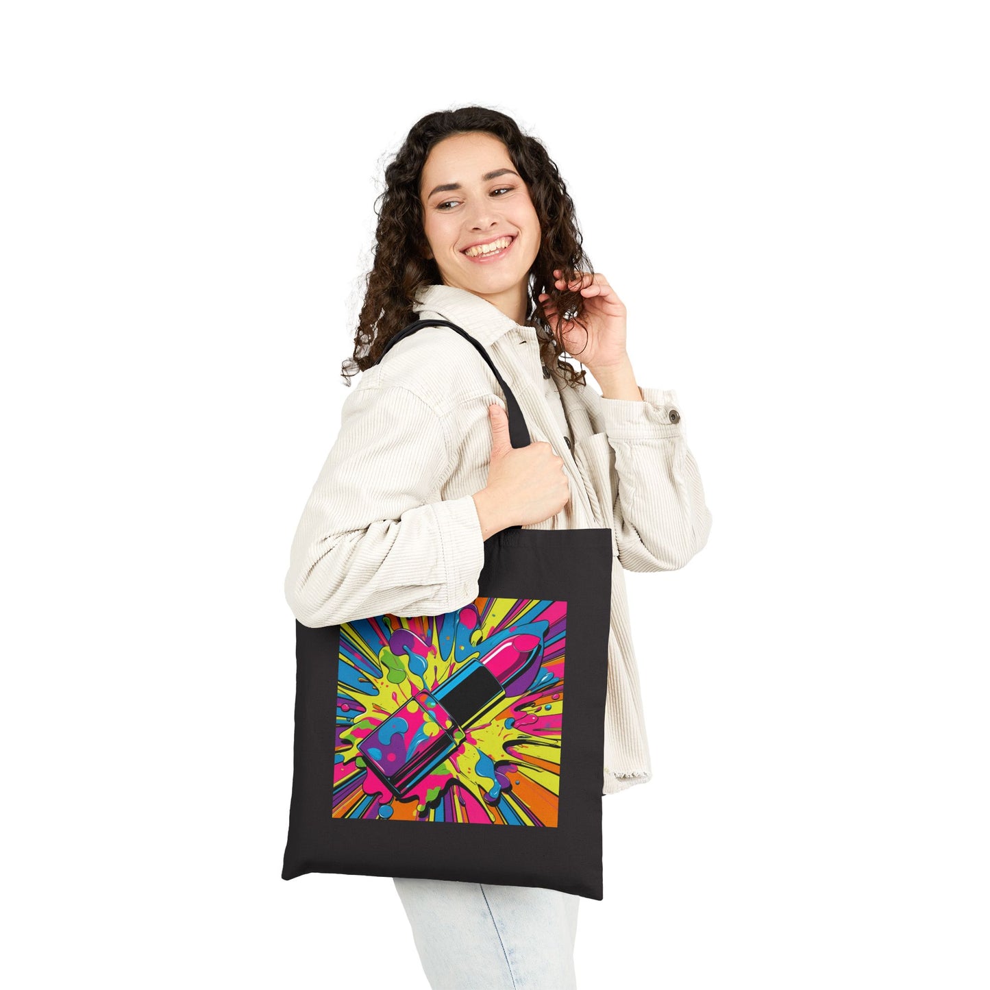 Pop Kiss Power – Lipstick Love Tote Bag in Black