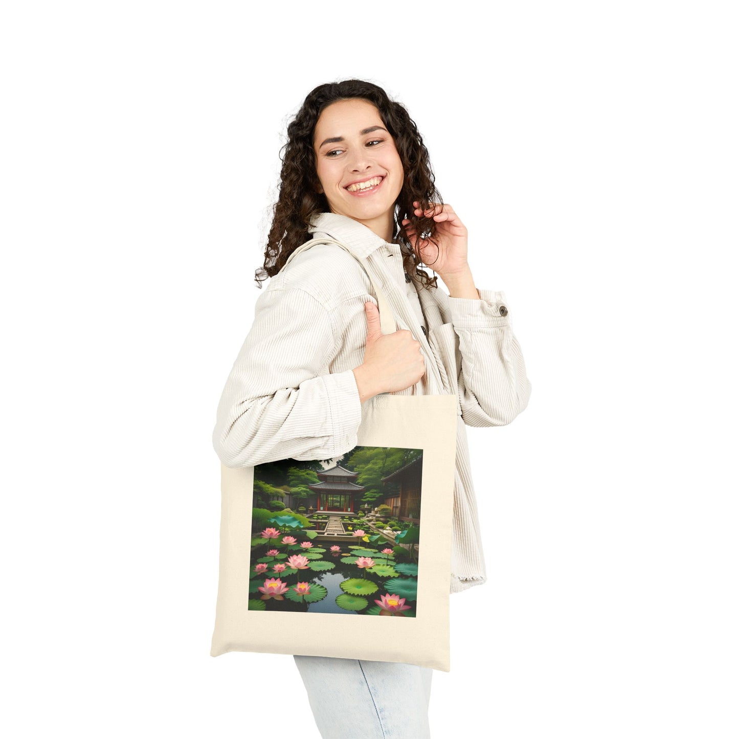 Zen Garden Cotton Canvas Tote Bag in Neutral