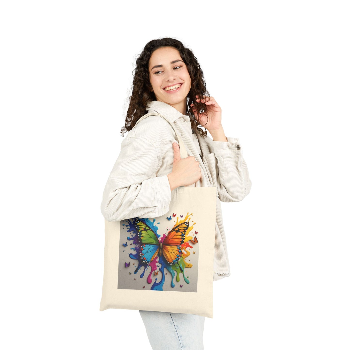 Wings of Colour - Butterfly Canvas Tote Bag in Neutral