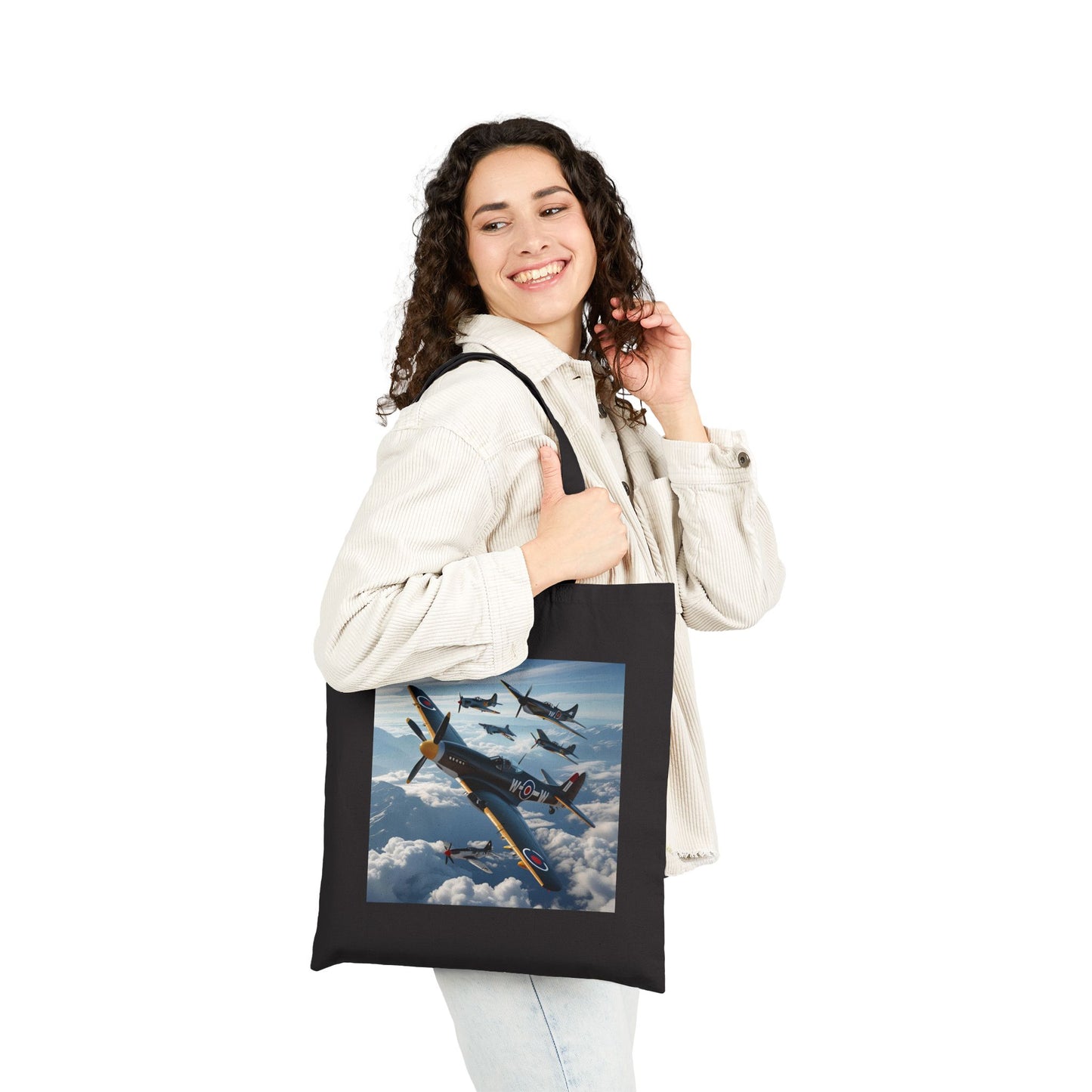 Wings of Valor Tote Bag in Black