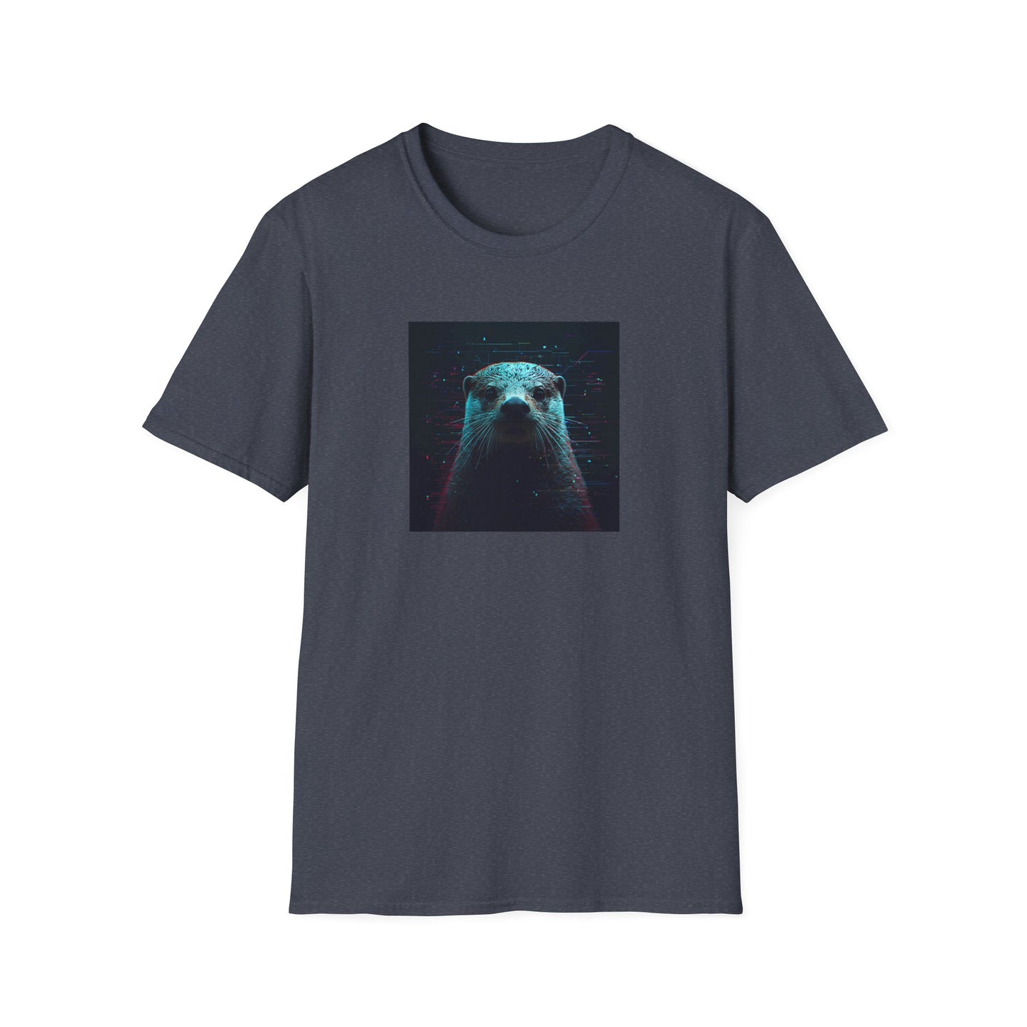 Pixellated Otter — Otterly Retro Gamer Tee in Heather Navy