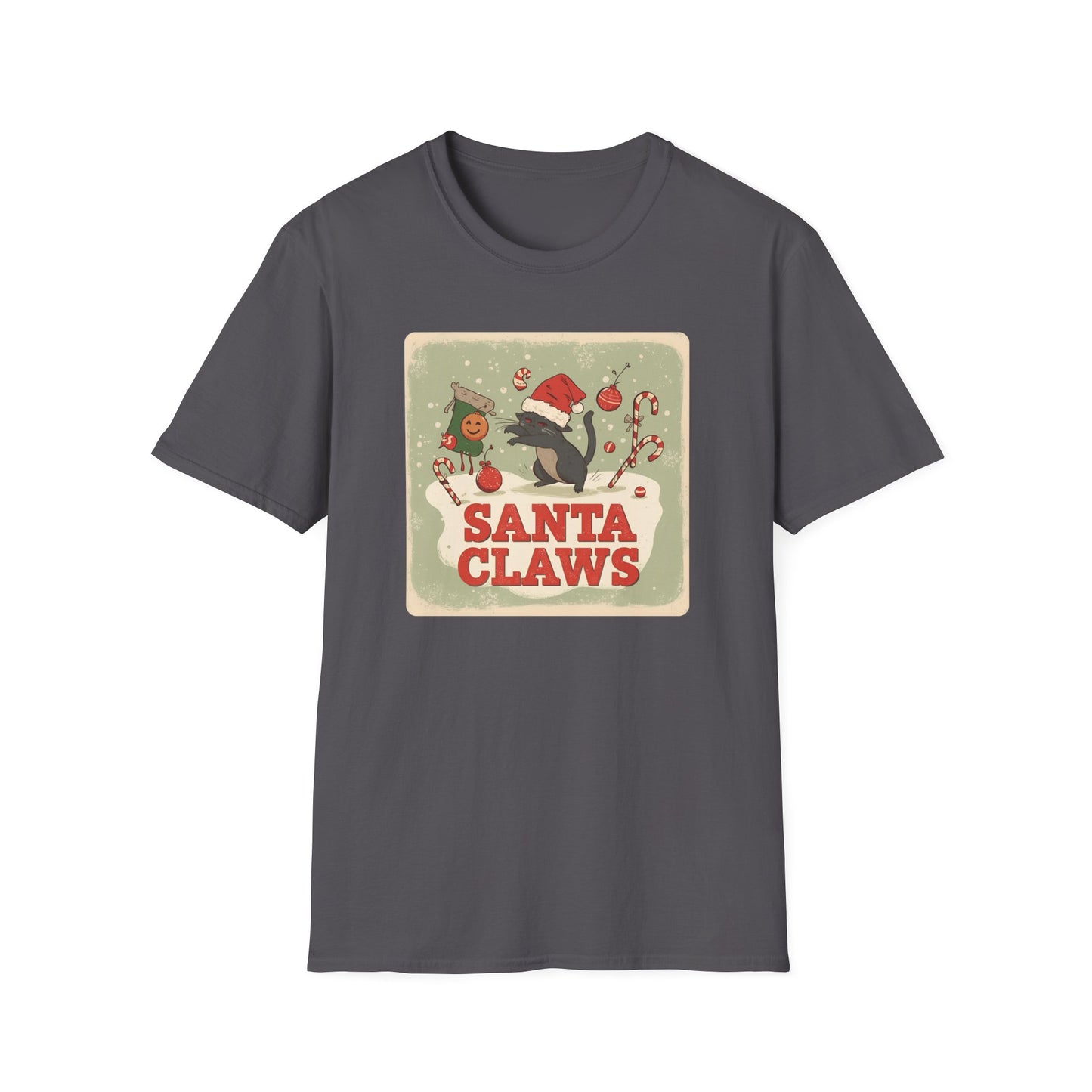 Santa Claws Festive T-Shirt in Charcoal