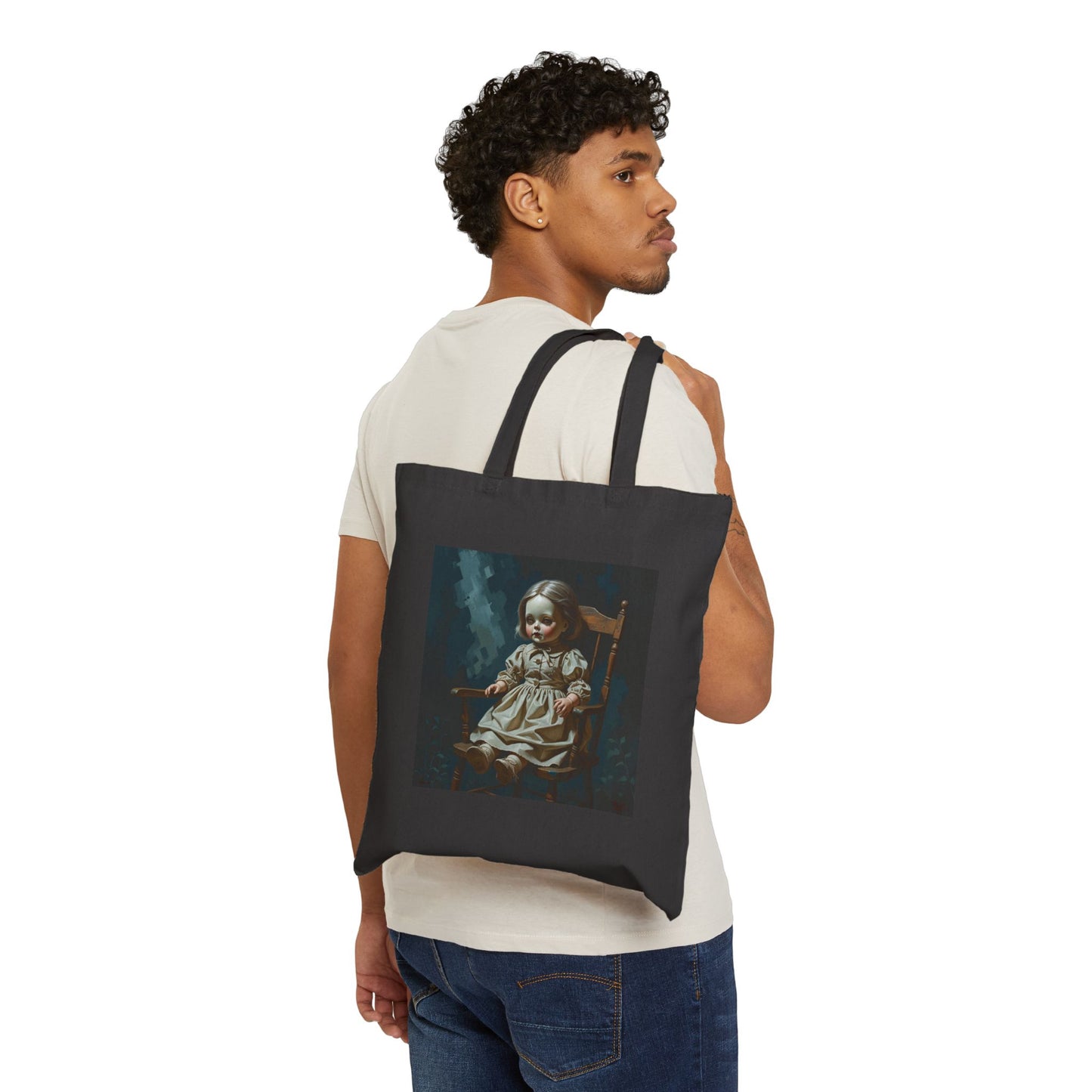 Willow - The Still One Spooky Doll Tote Bag in Black
