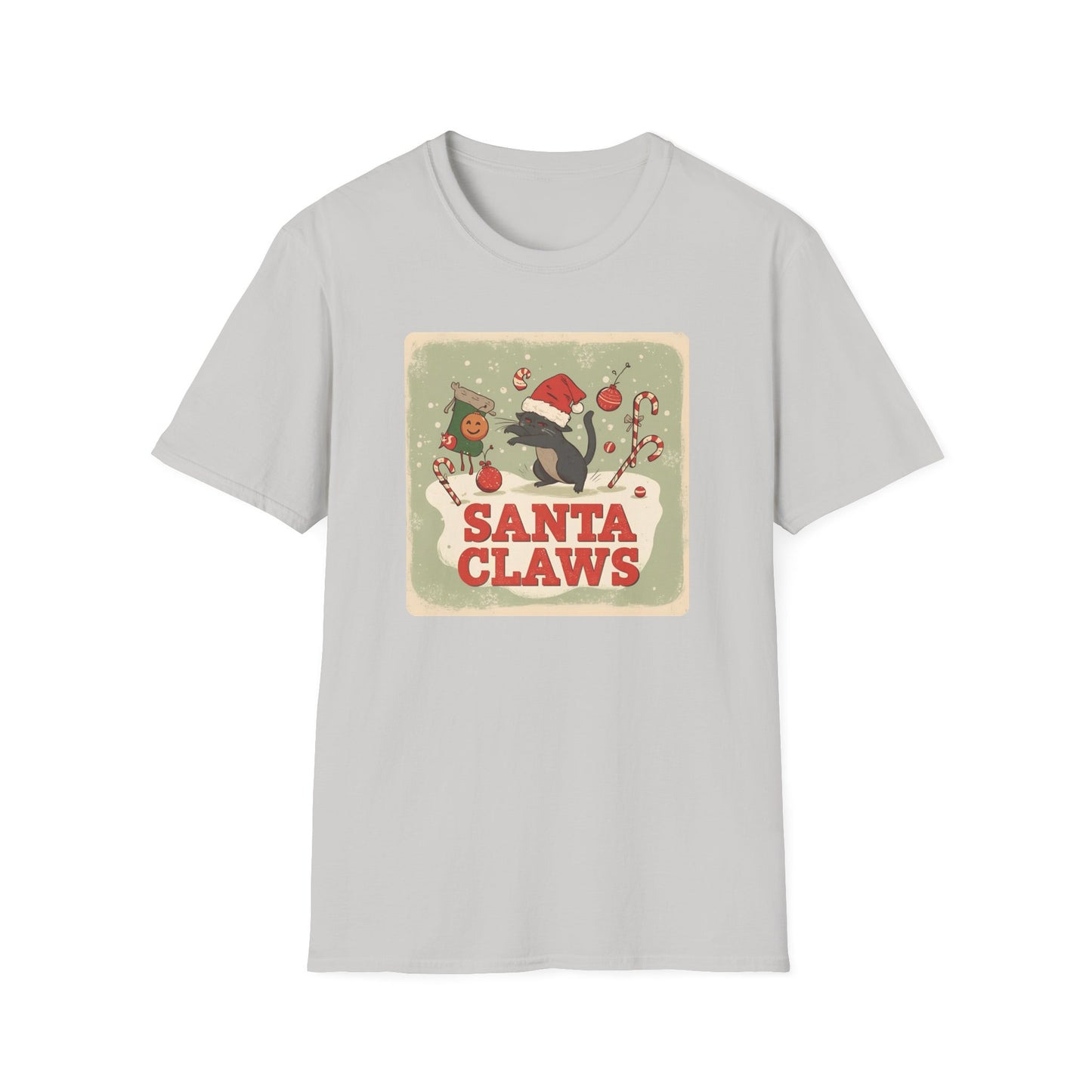 Santa Claws Festive T-Shirt in Ice Grey