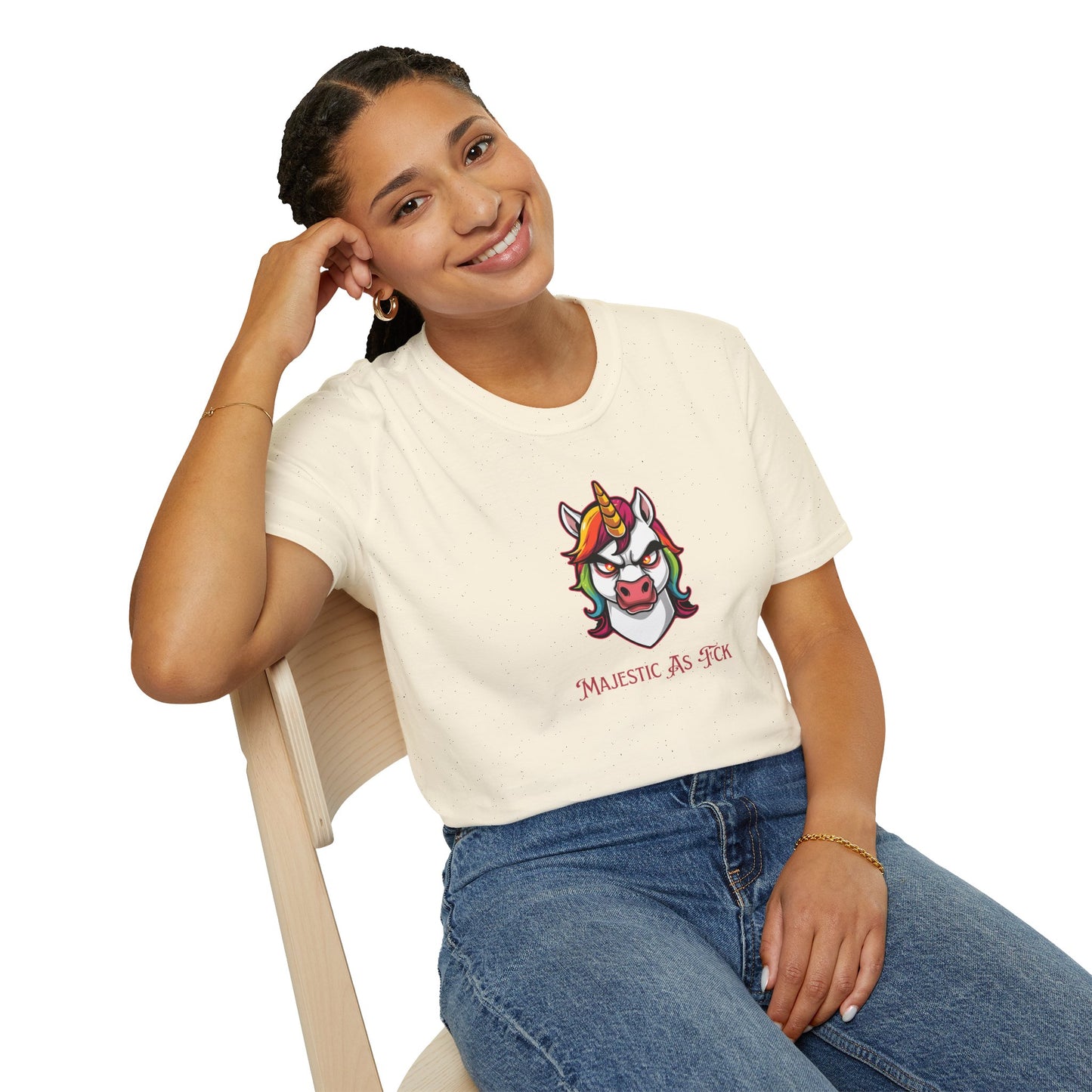 Majestic As Fck Unicorn T-Shirt – Angry Neon Rainbow Unicorn Tee