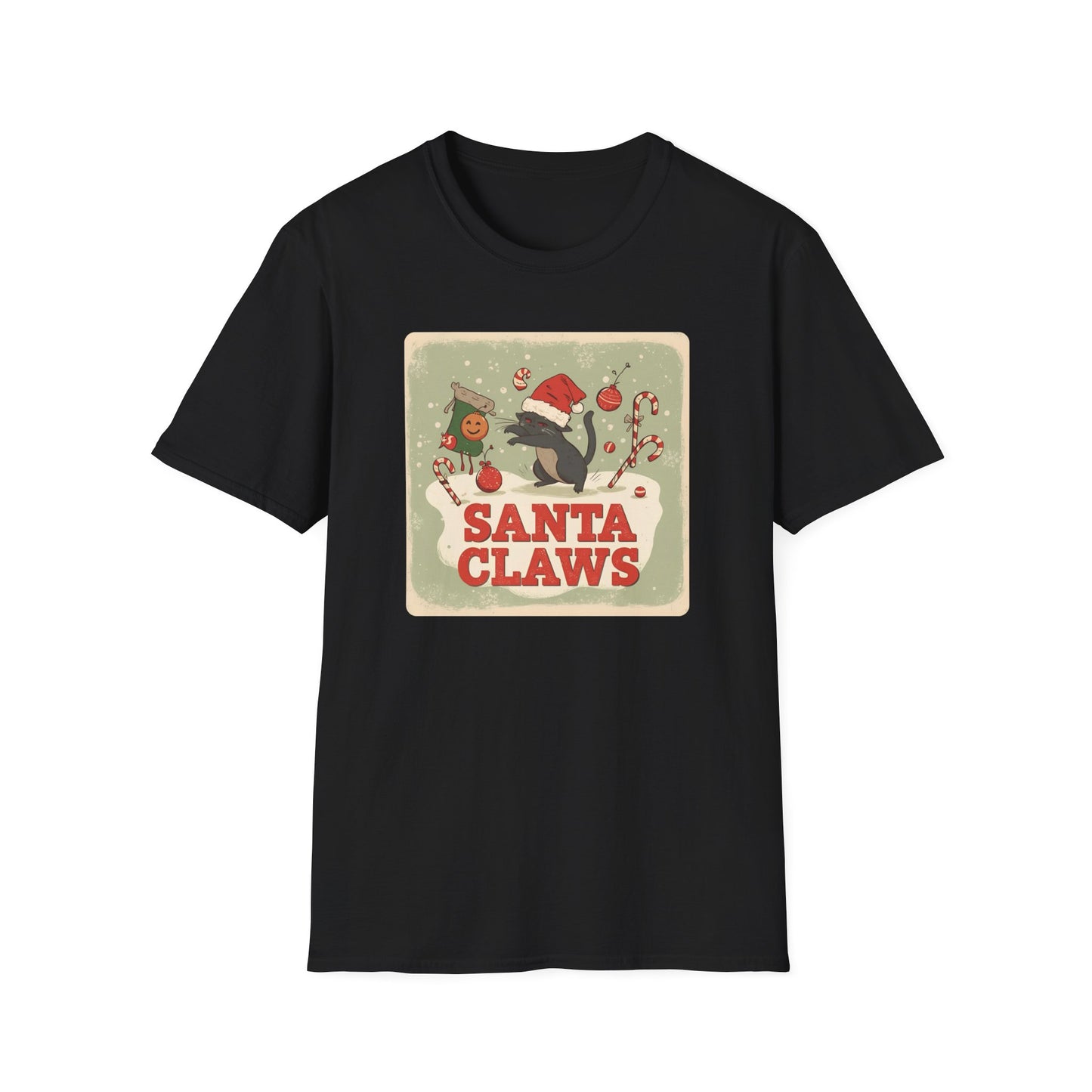Santa Claws Festive T-Shirt in Black