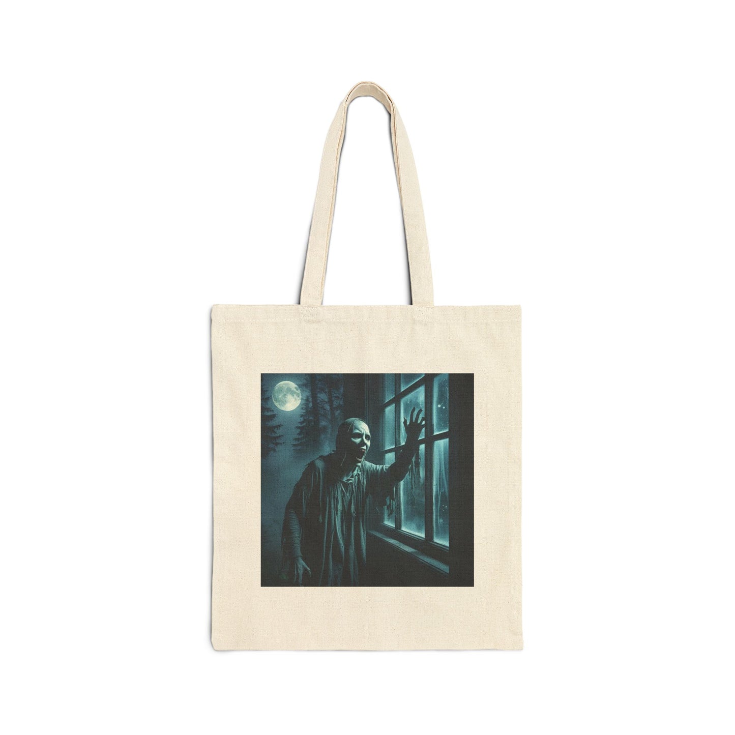 Screaming Ghost Canvas Tote Bag in Natural