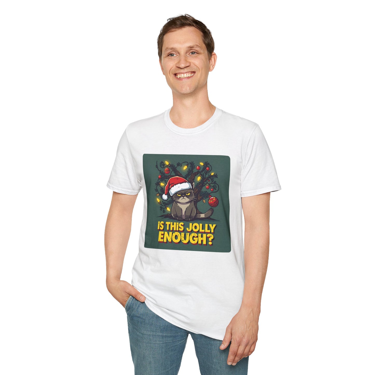 Grumpy Christmas Cat T-Shirt – “Is This Jolly Enough?”