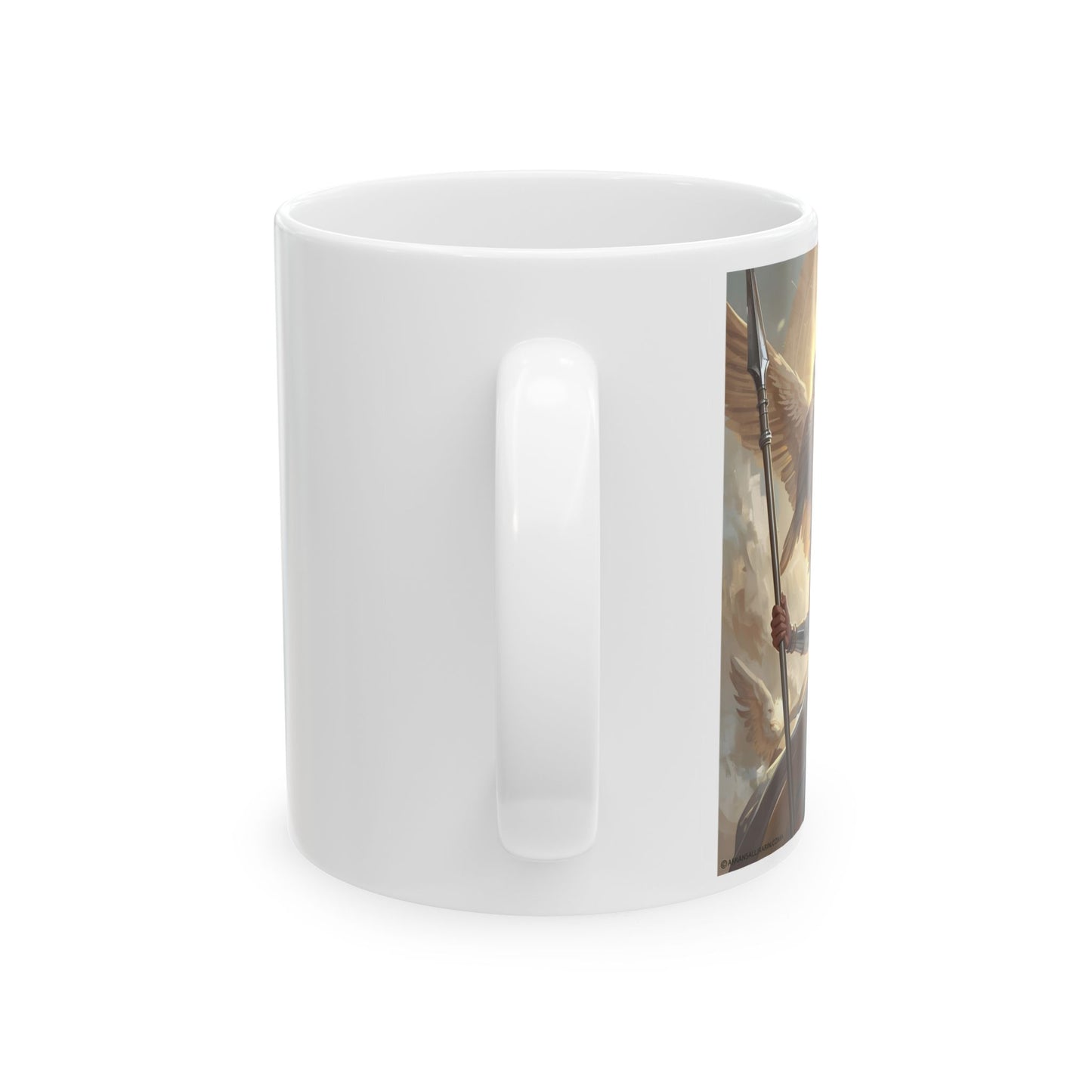 Athena - Mind of the Warrior Mug - Side View - Mug with Athena design and owl