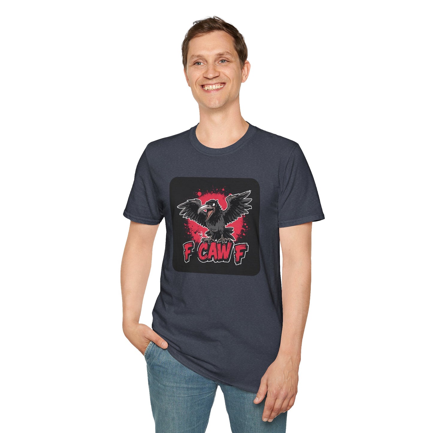 F Caw F – Gothic Crow Attitude T-Shirt in Dark Heather