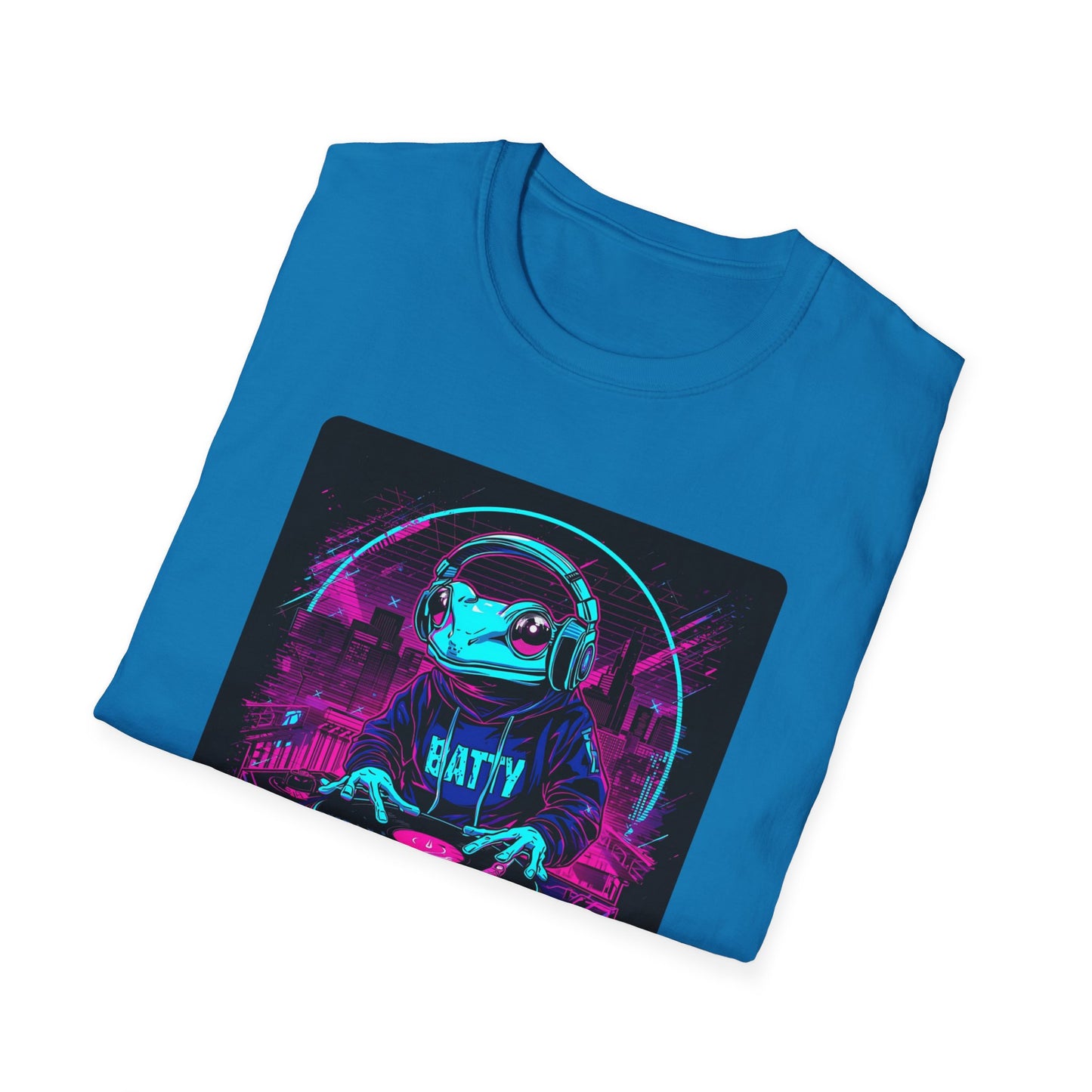 DJ Froggy on the Floor T-Shirt in Sapphire - Folded
