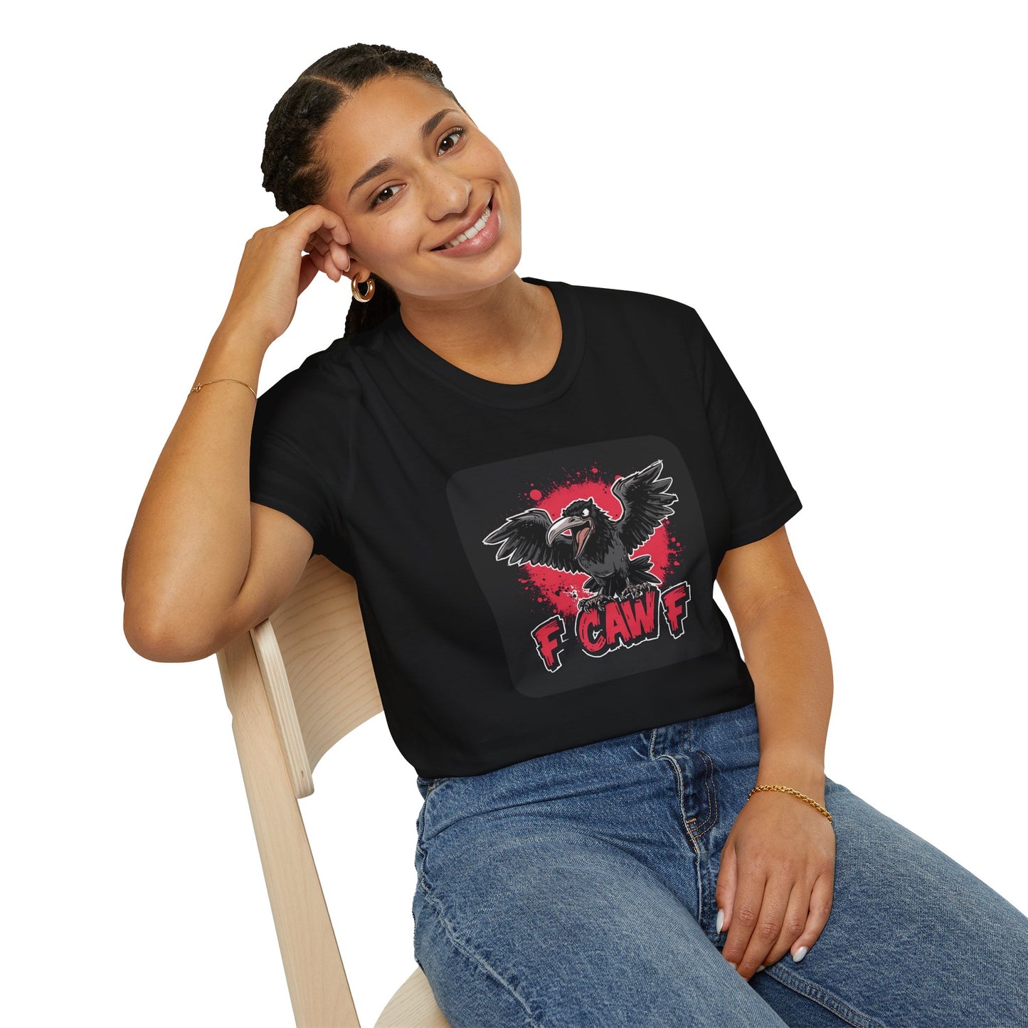 F Caw F – Gothic Crow Attitude T-Shirt in Black