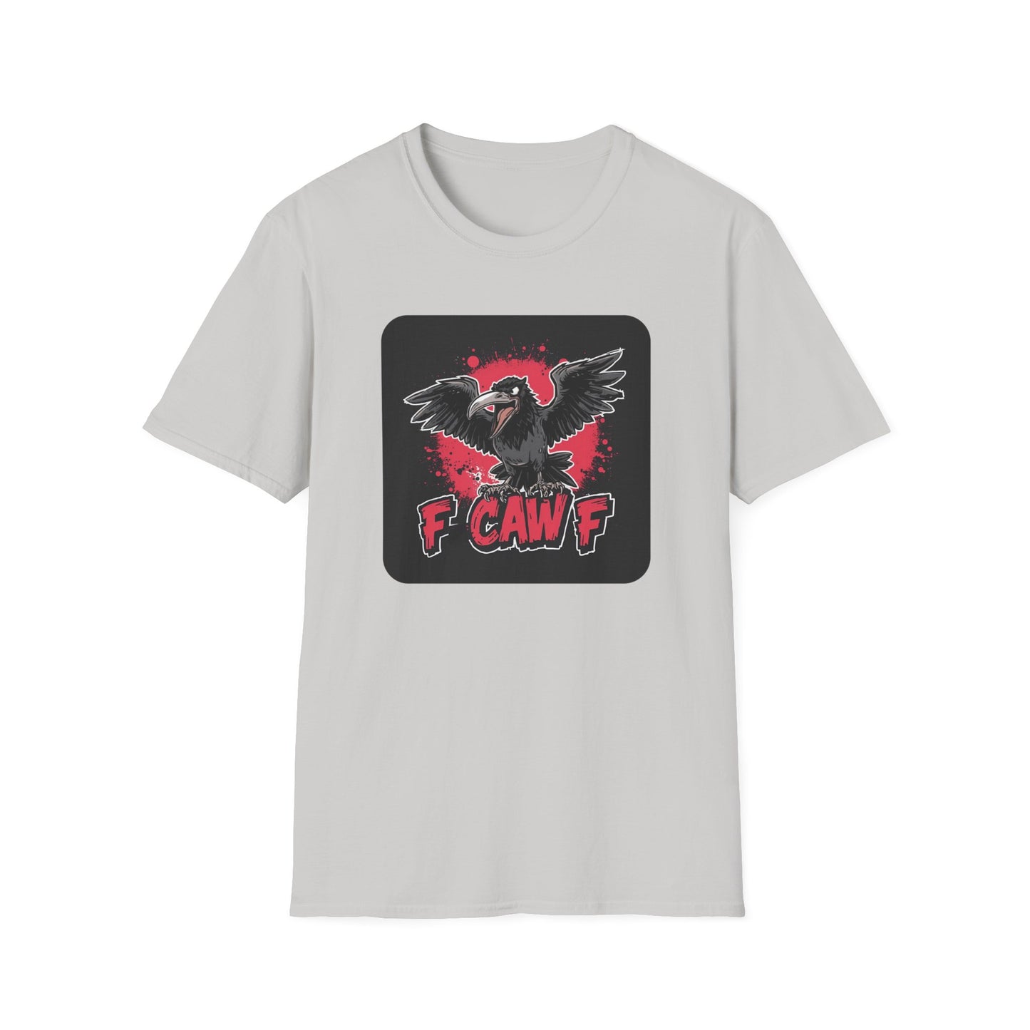 F Caw F – Gothic Crow Attitude T-Shirt in Ice Grey