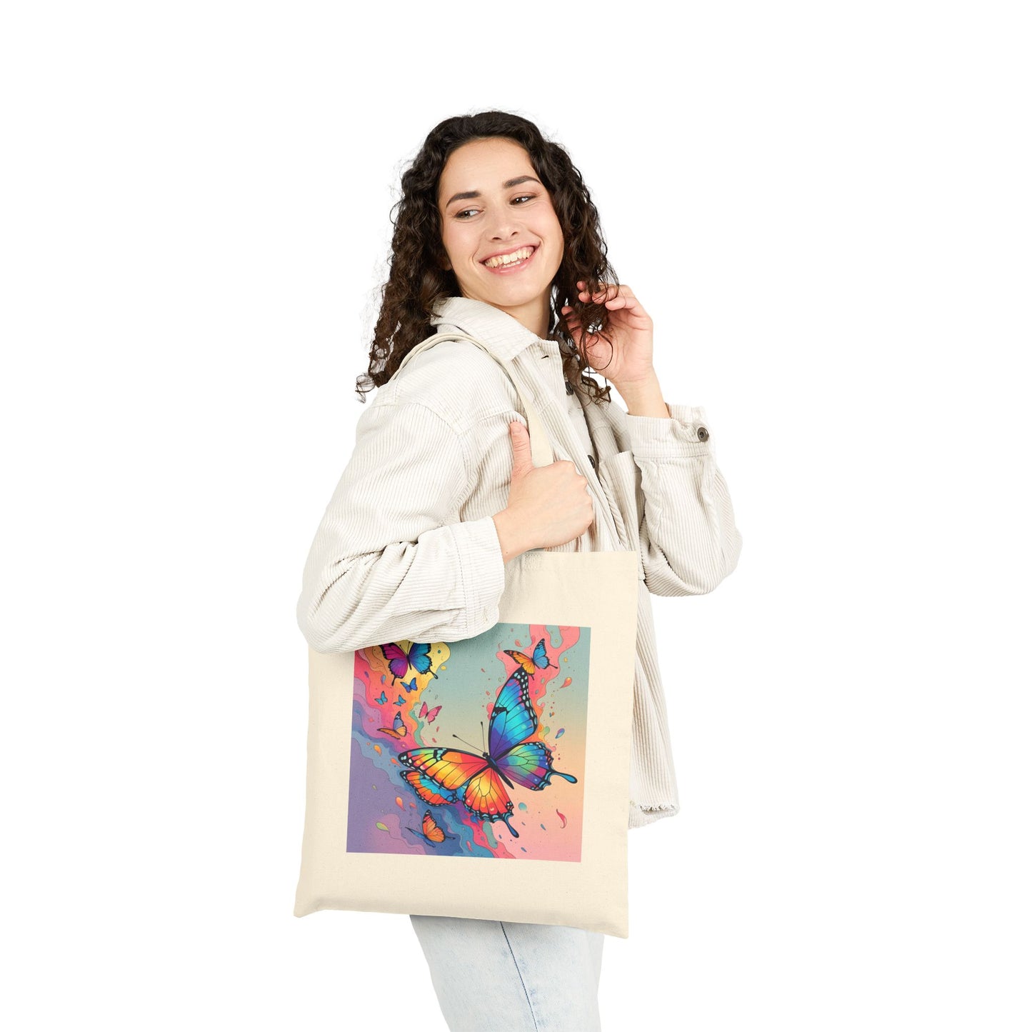 Sky Dancers – Watercolor Butterfly Symphony Tote Bag in Natural