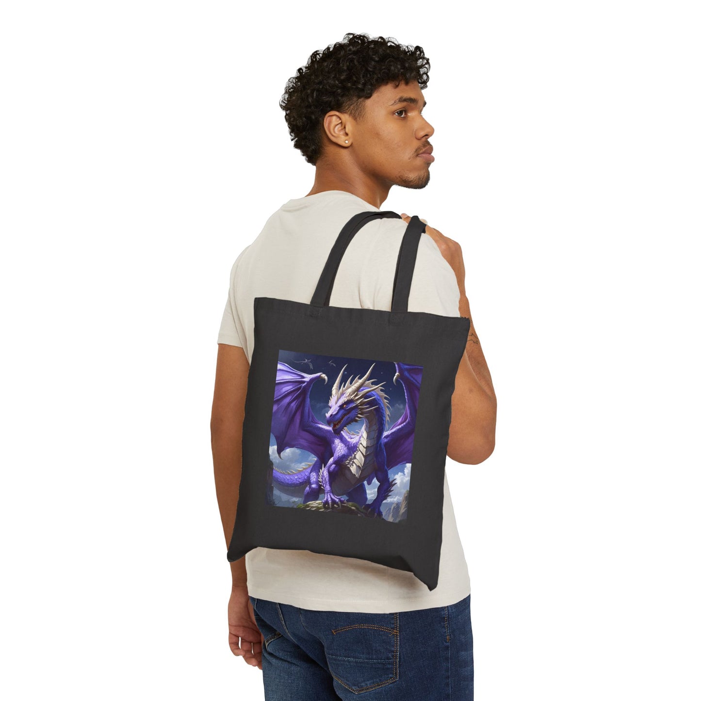 Empowering Purple Dragon Canvas Tote in Black