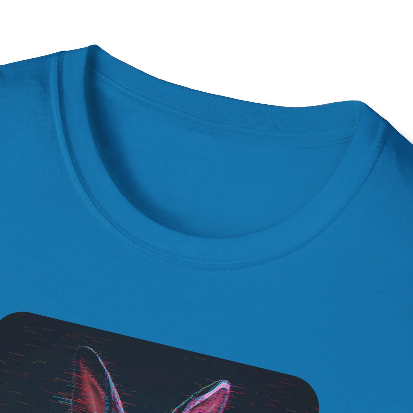 Pixellated Bunny — Hop Level Up Retro Gamer Tee in Sapphire - Neckline